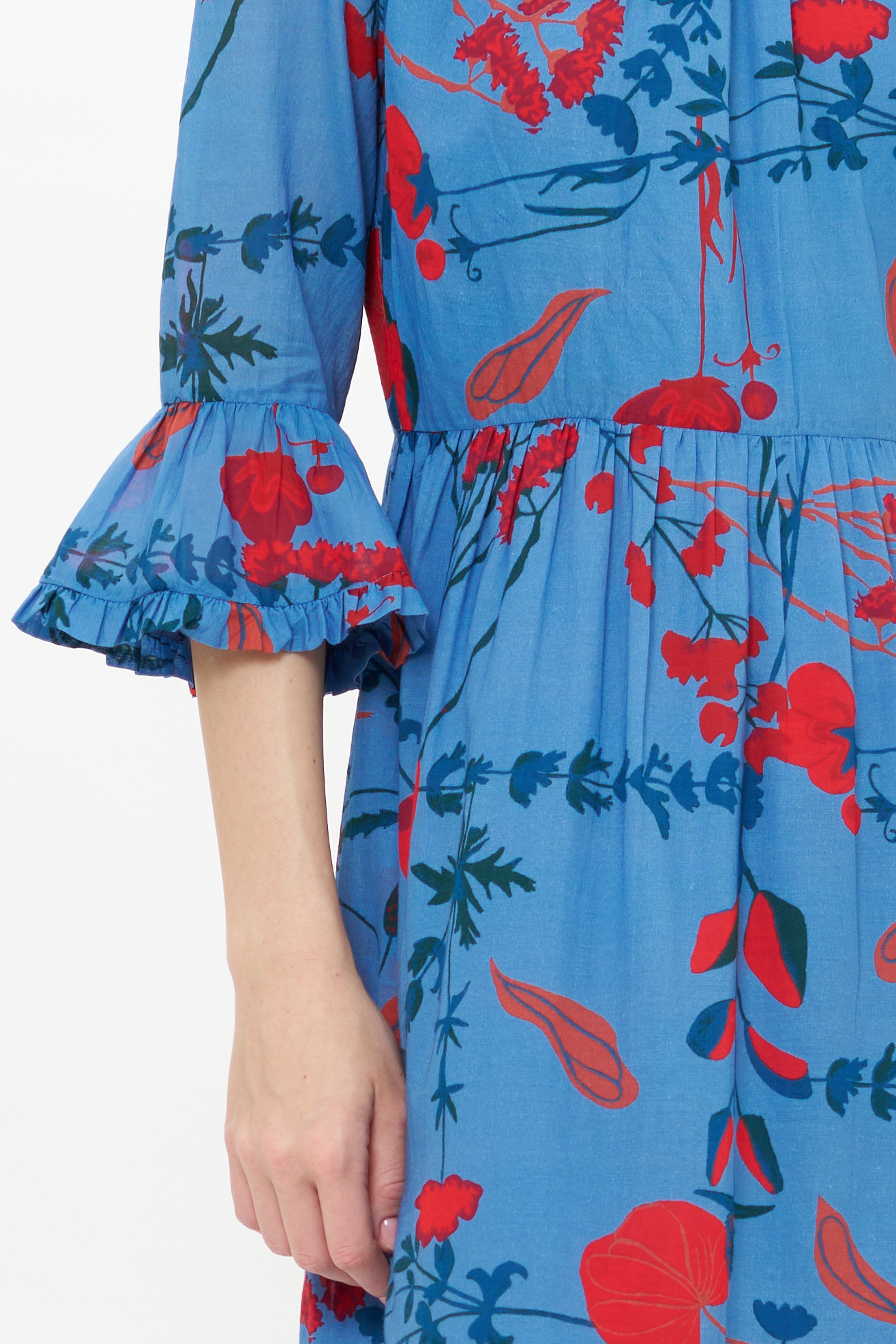 High Neck Bell Maxi- Bartram Blue