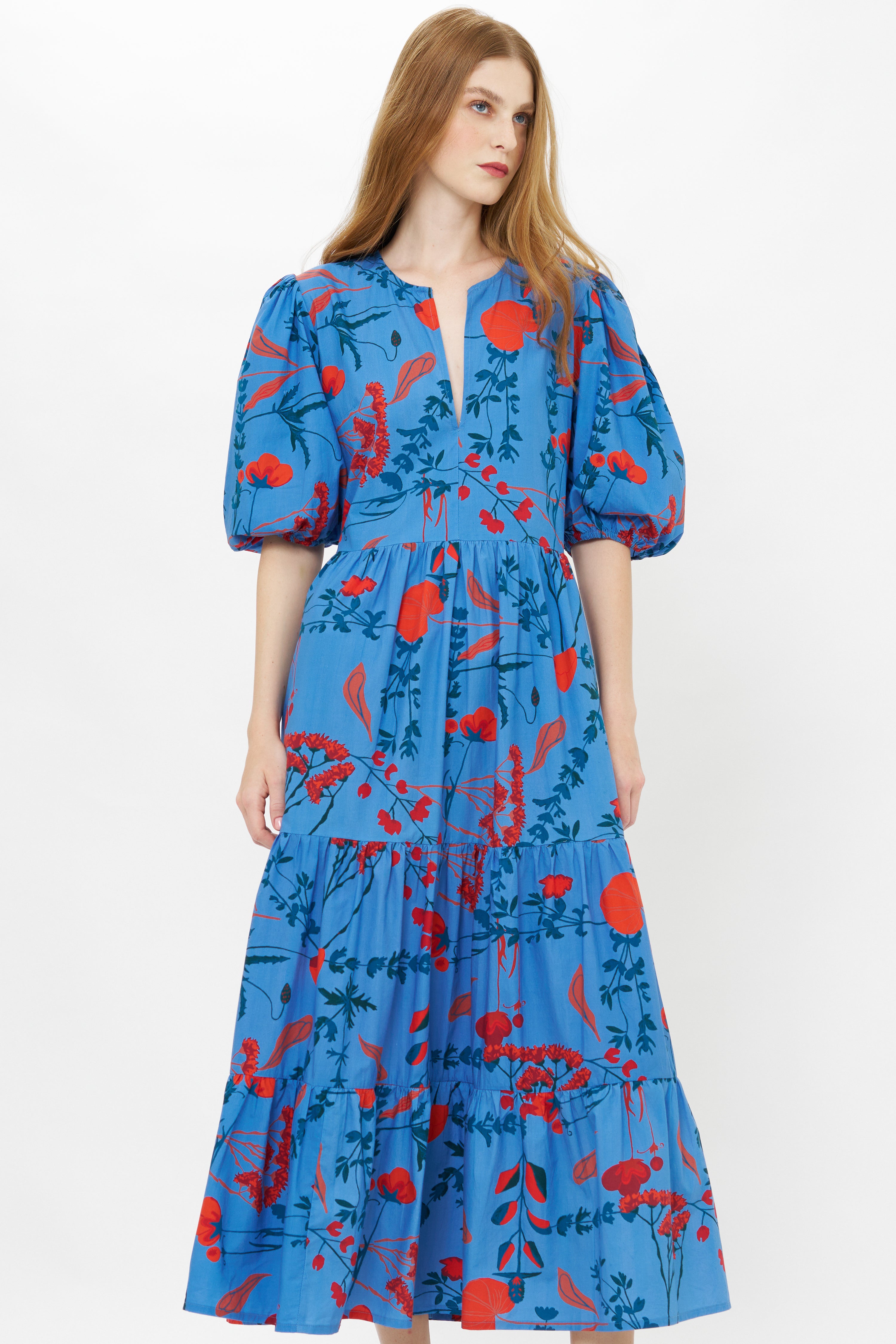 Puff Sleeve Maxi- Bartram Blue