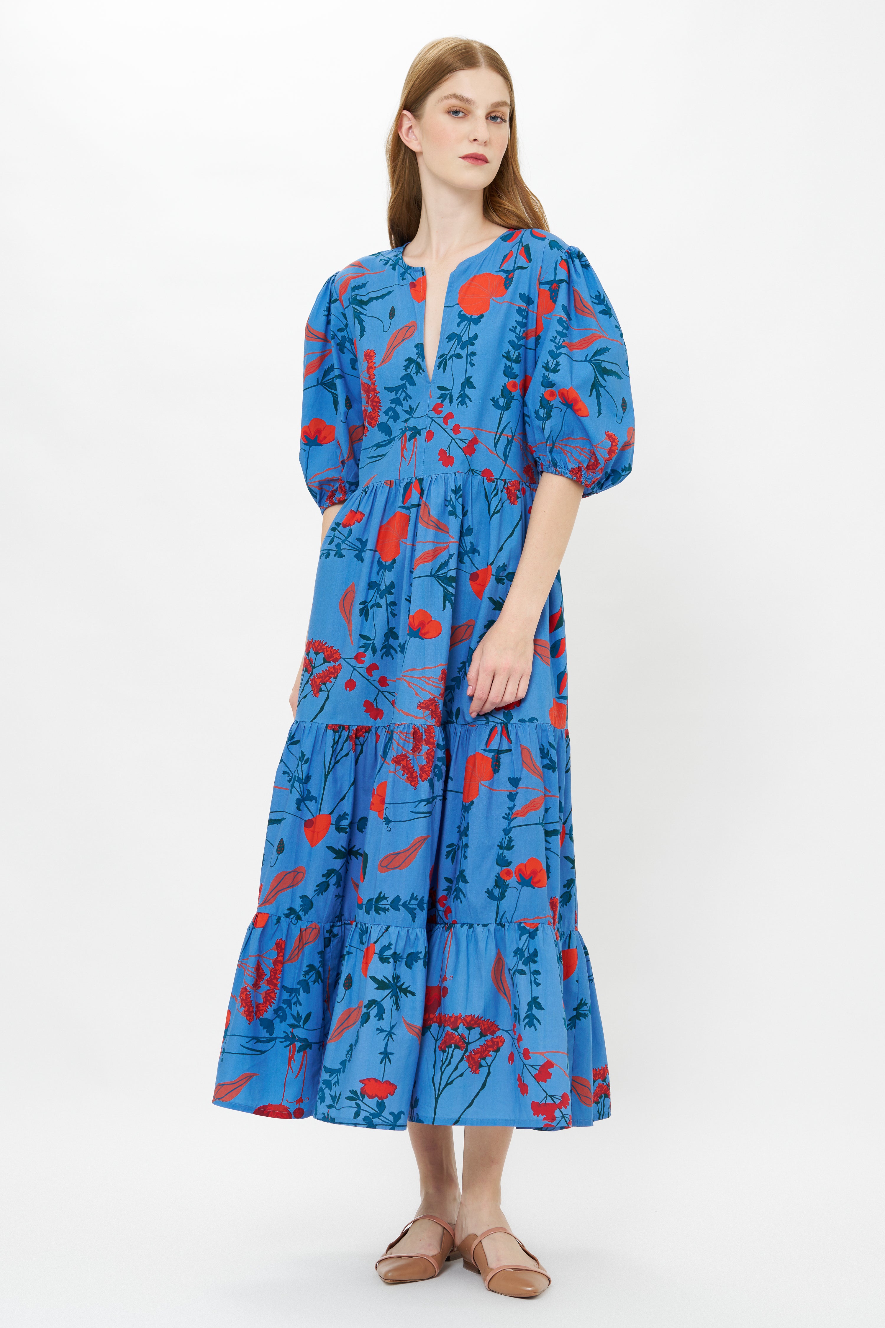 Puff Sleeve Maxi- Bartram Blue