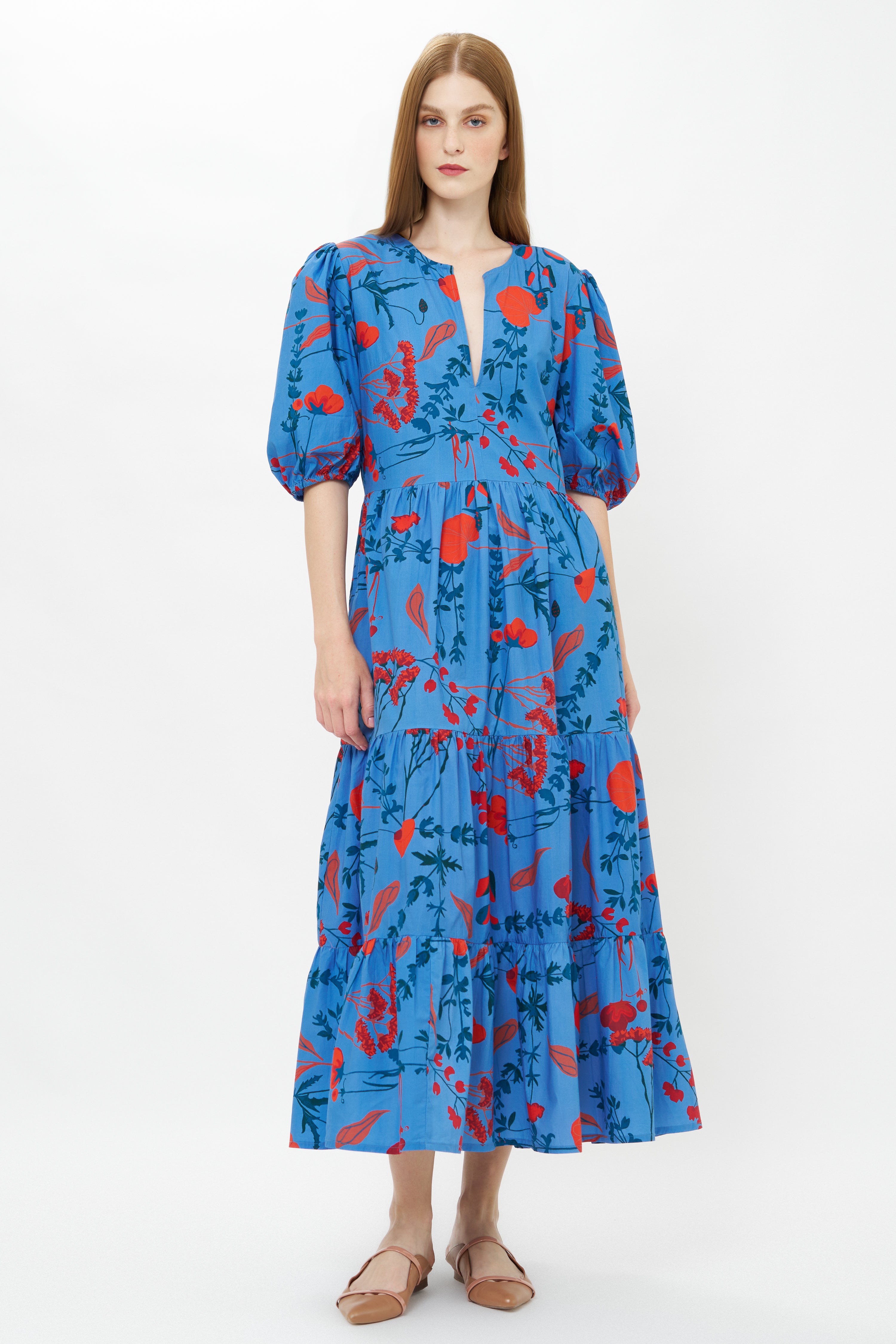 Puff Sleeve Maxi- Bartram Blue