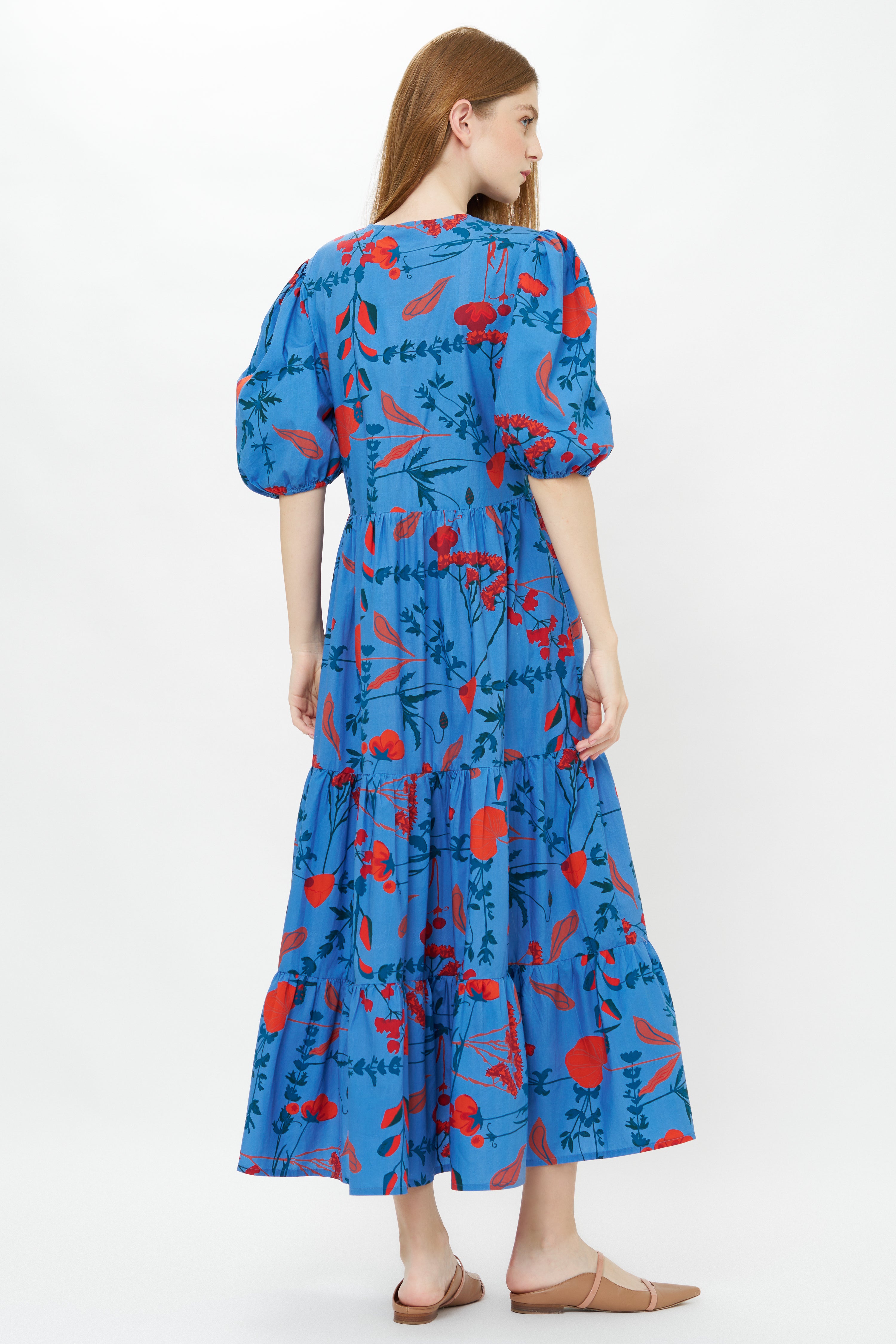 Puff Sleeve Maxi- Bartram Blue
