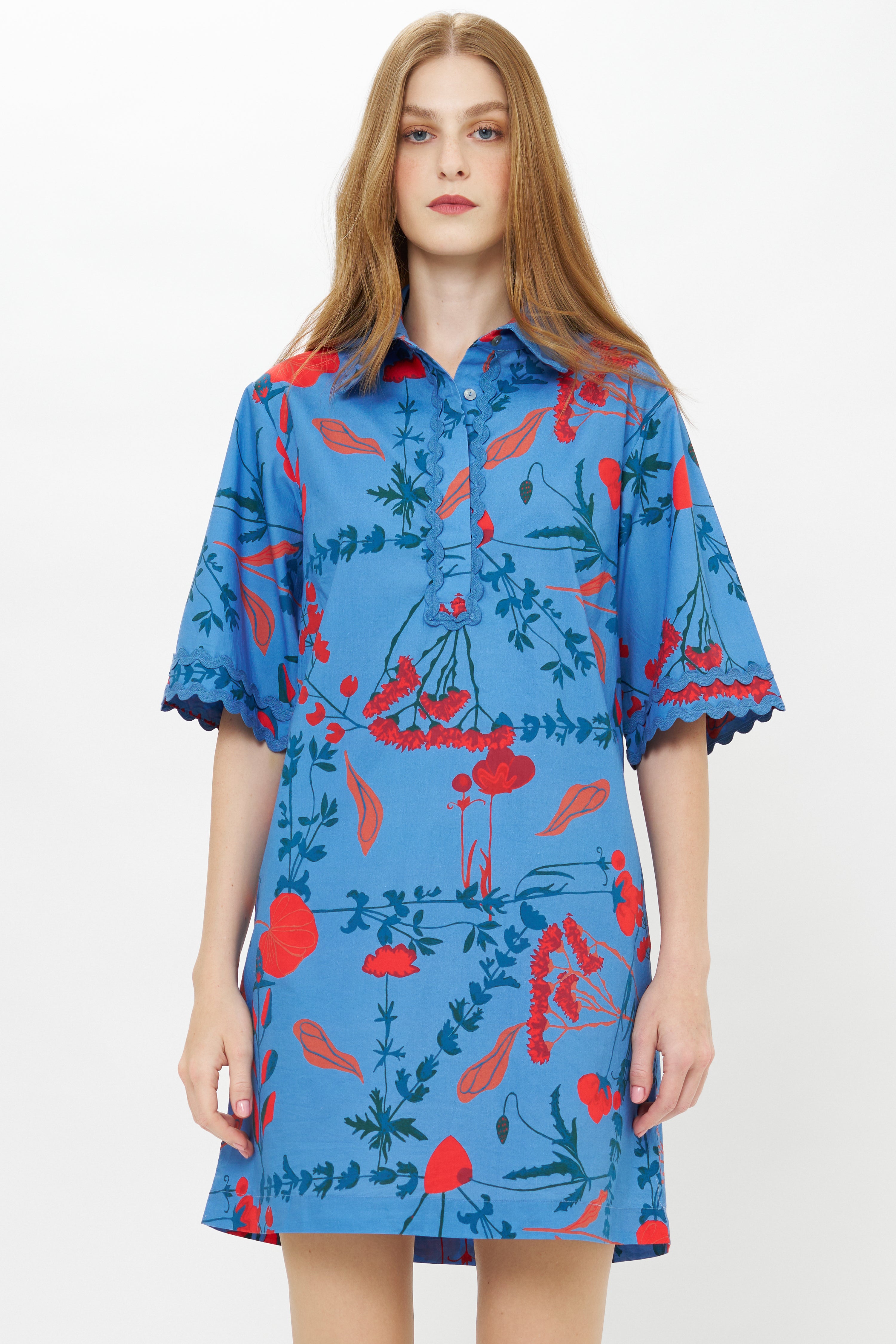 Collared Shirt Dress Mini- Bartram Blue