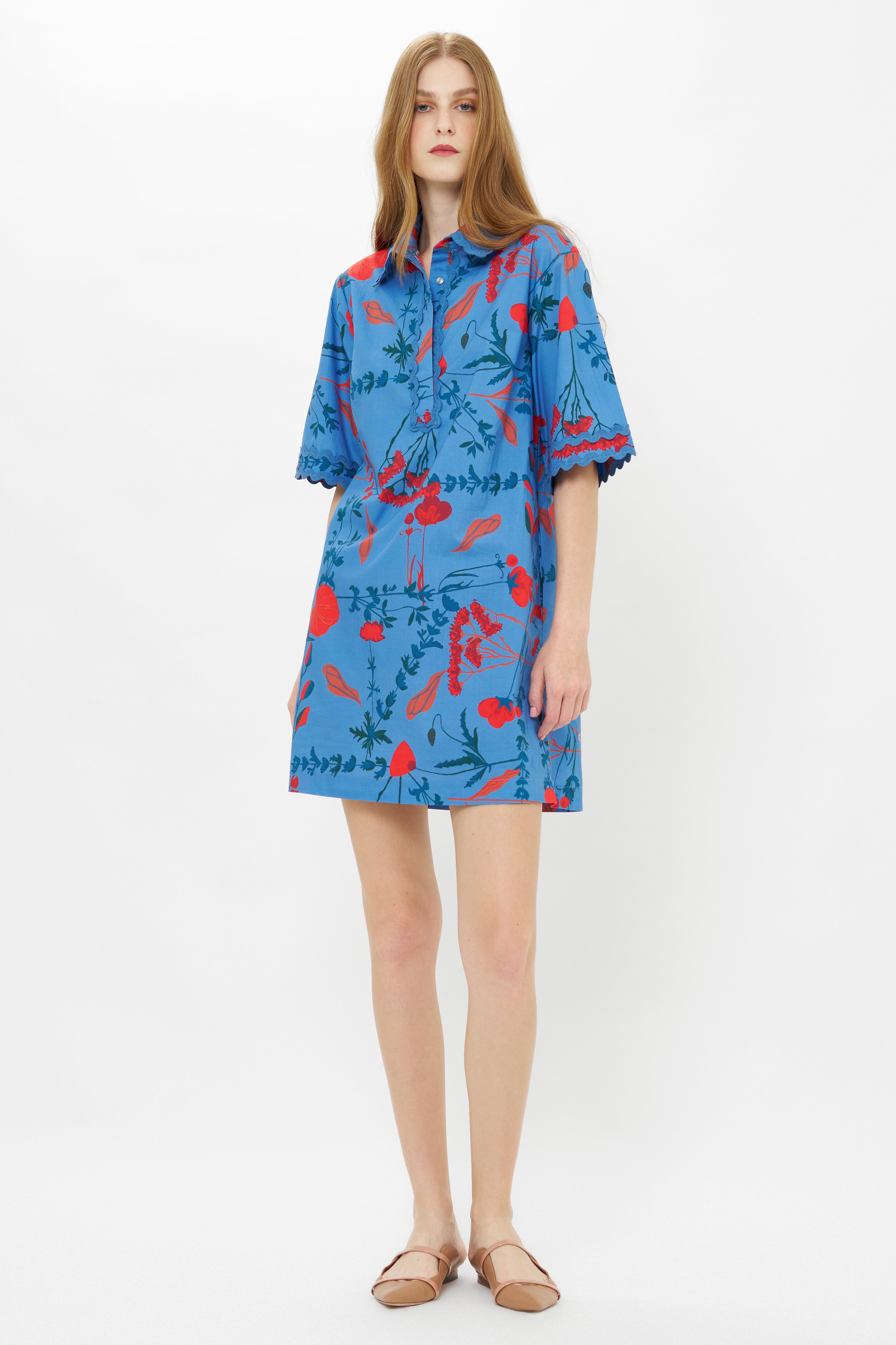 Collared Shirt Dress Mini- Bartram Blue