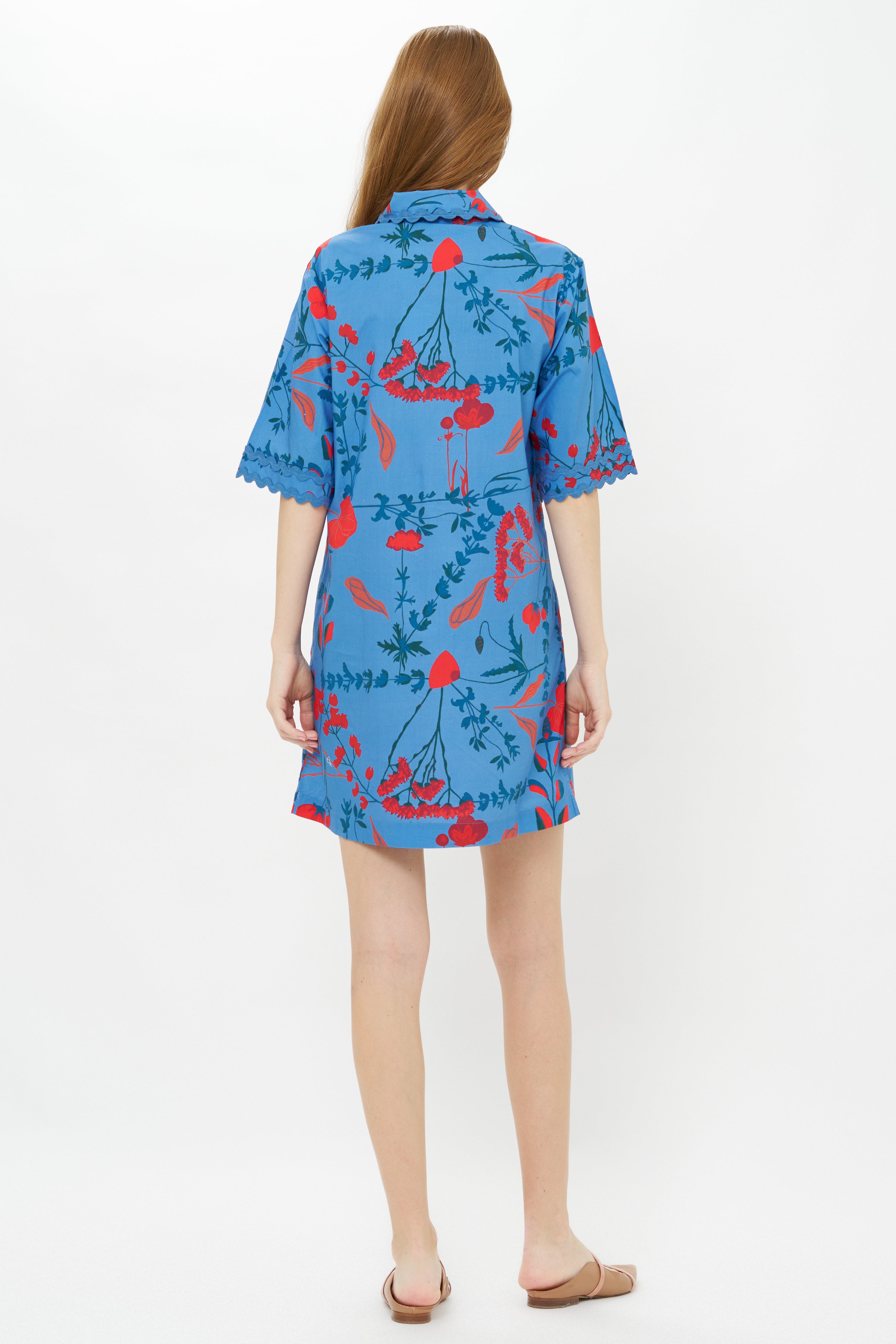 Collared Shirt Dress Mini- Bartram Blue
