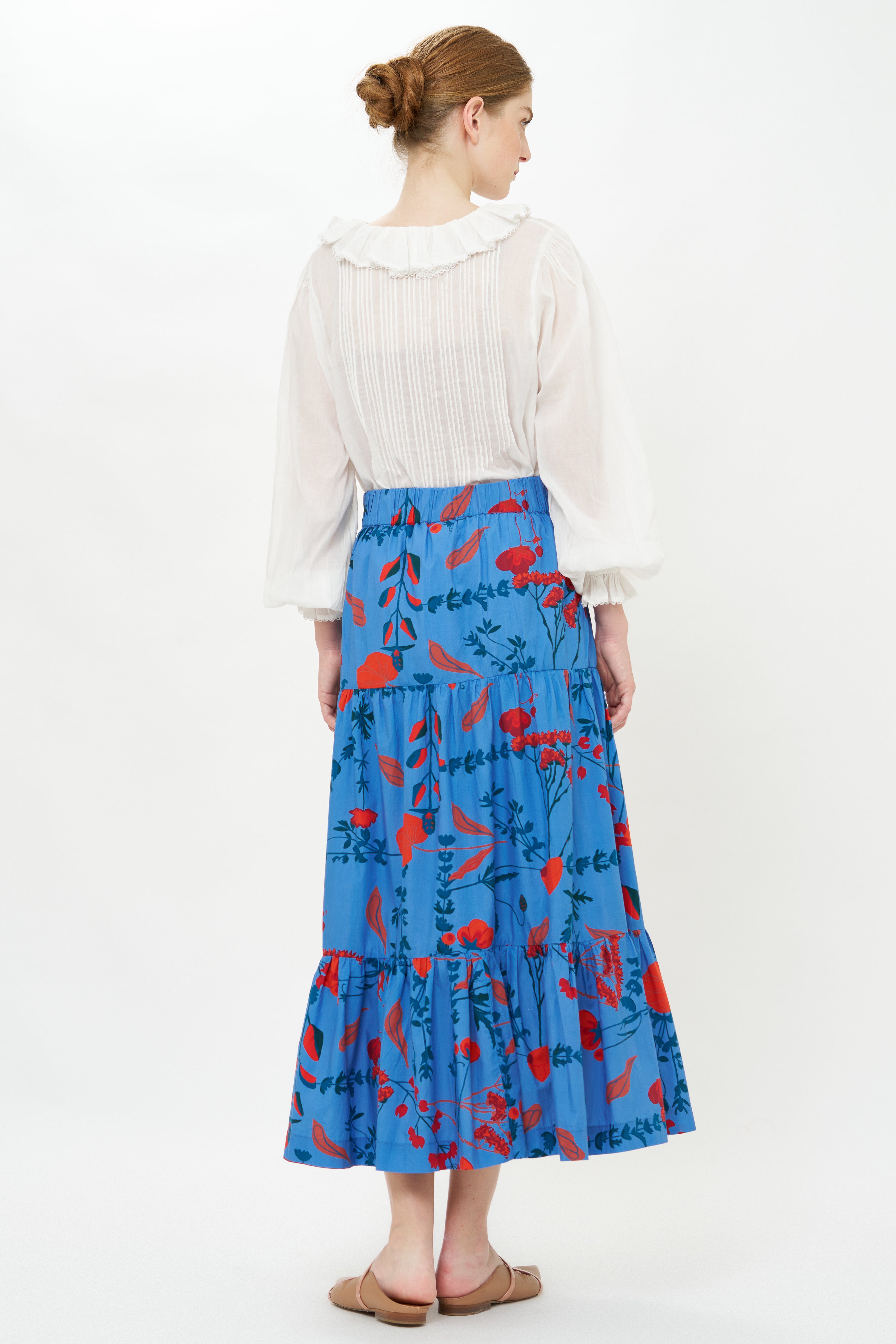 Button Front Skirt- Bartram Blue