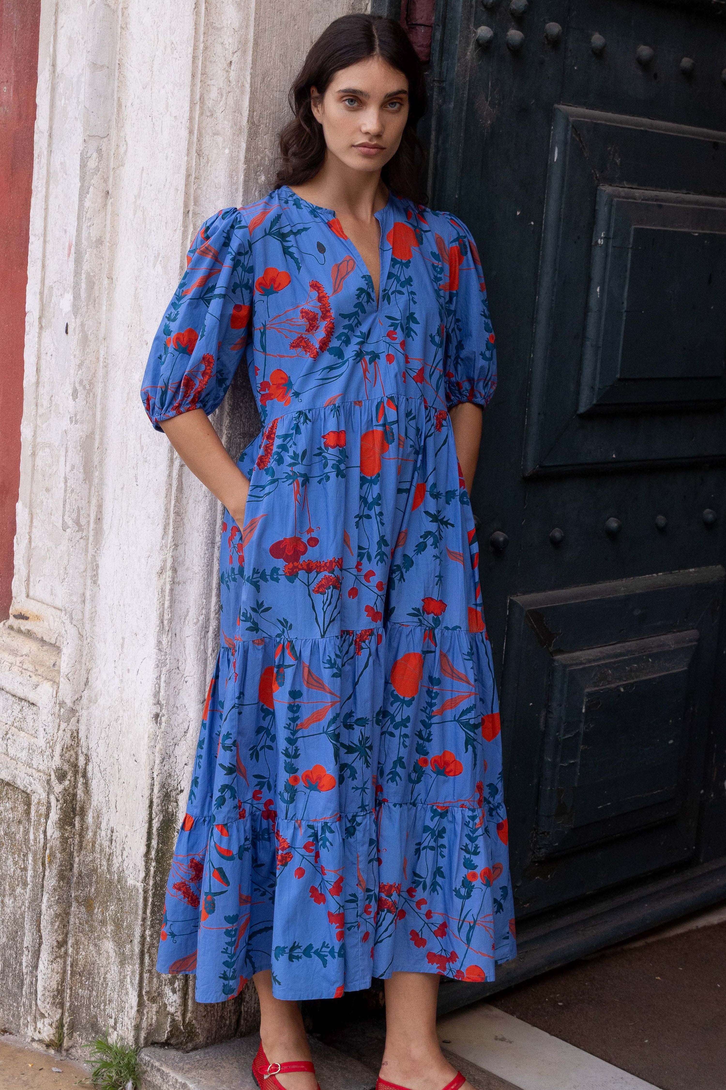 Puff Sleeve Maxi- Bartram Blue
