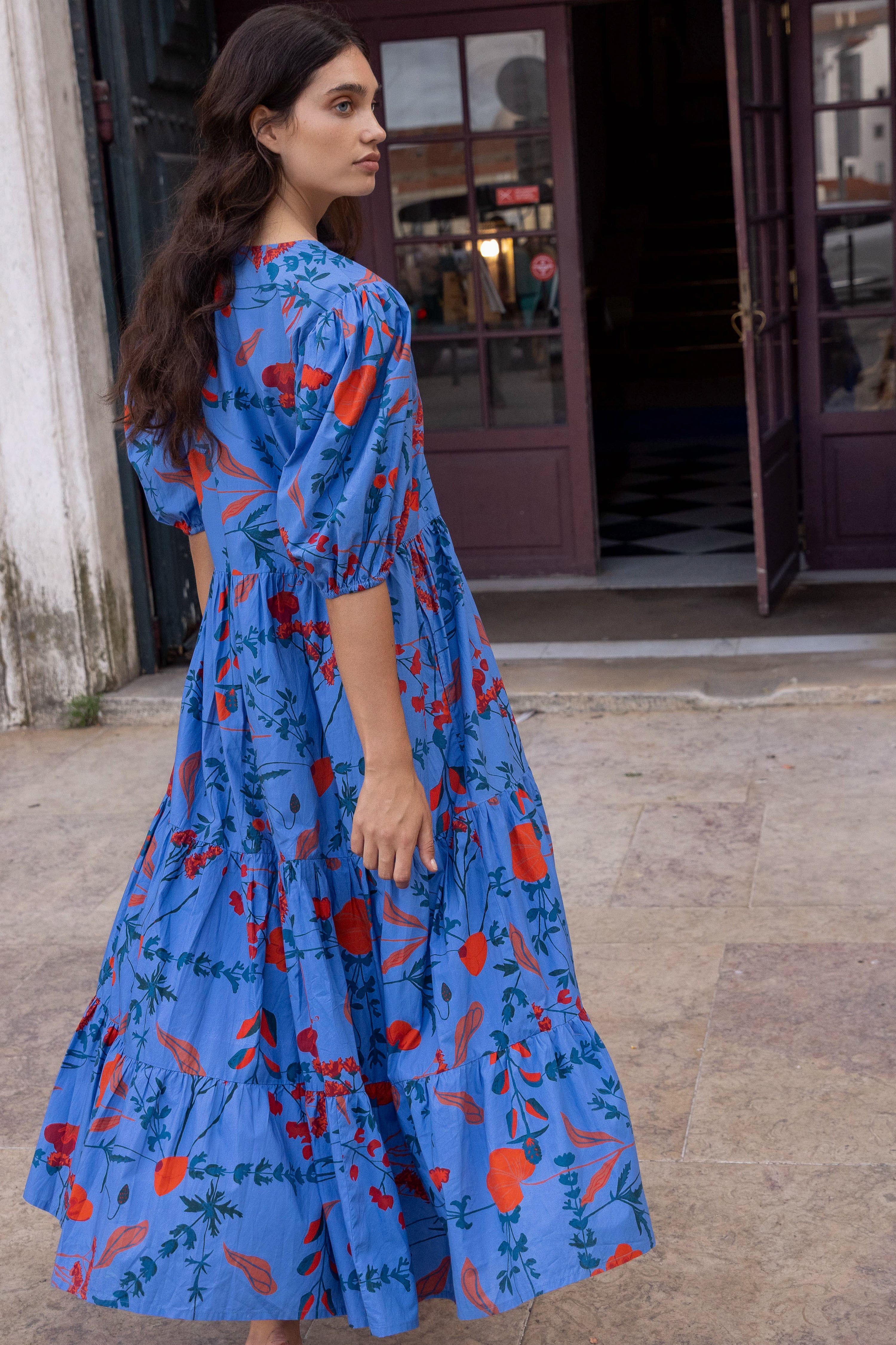 Puff Sleeve Maxi- Bartram Blue