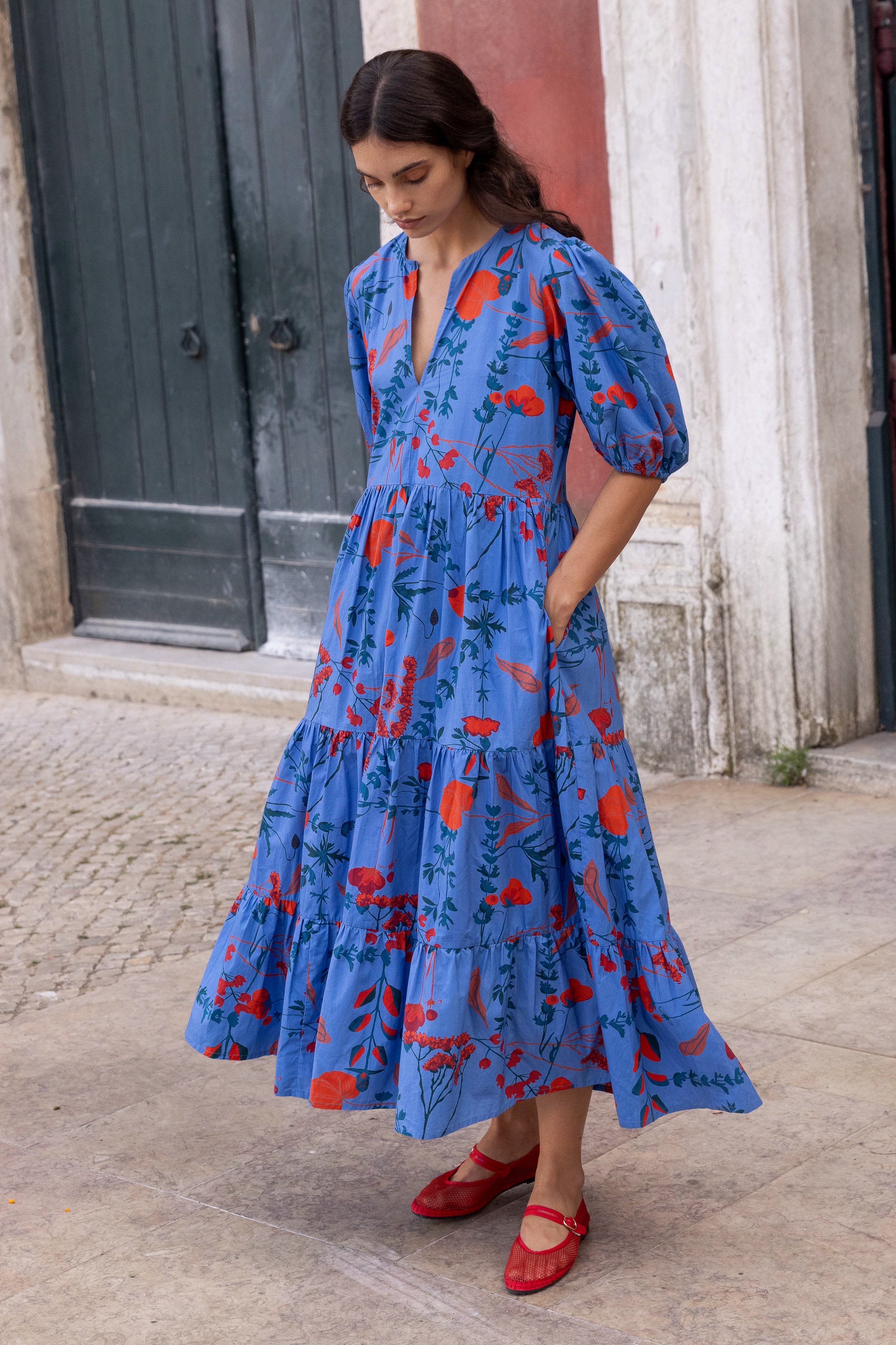 Puff Sleeve Maxi- Bartram Blue
