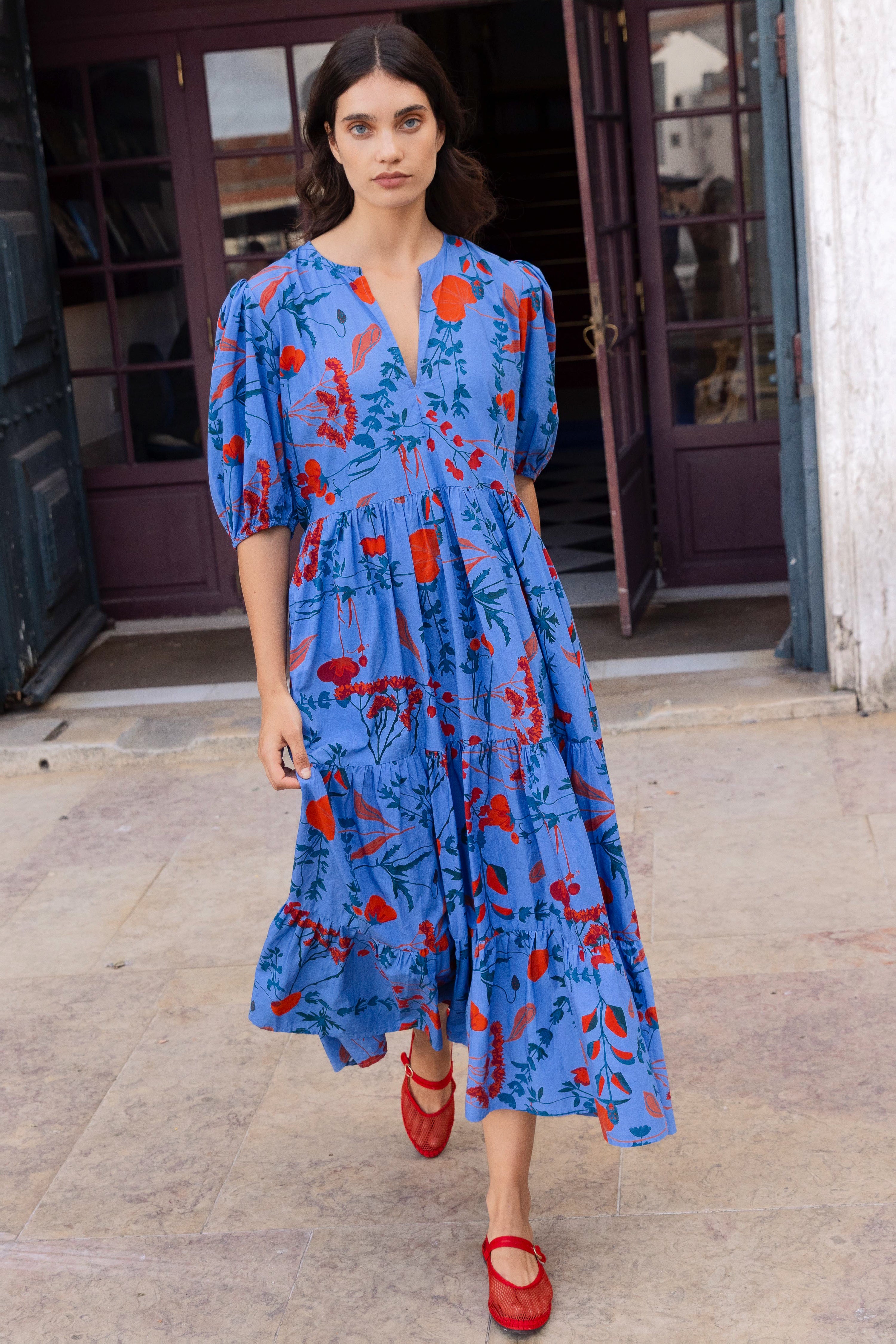 Puff Sleeve Maxi- Bartram Blue