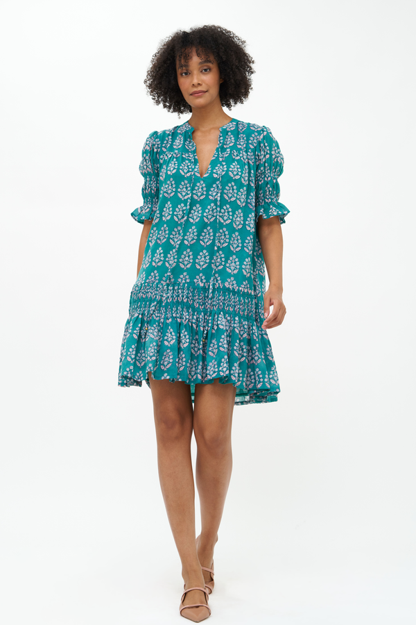 Smocked Drop Mini- Bodrum Green