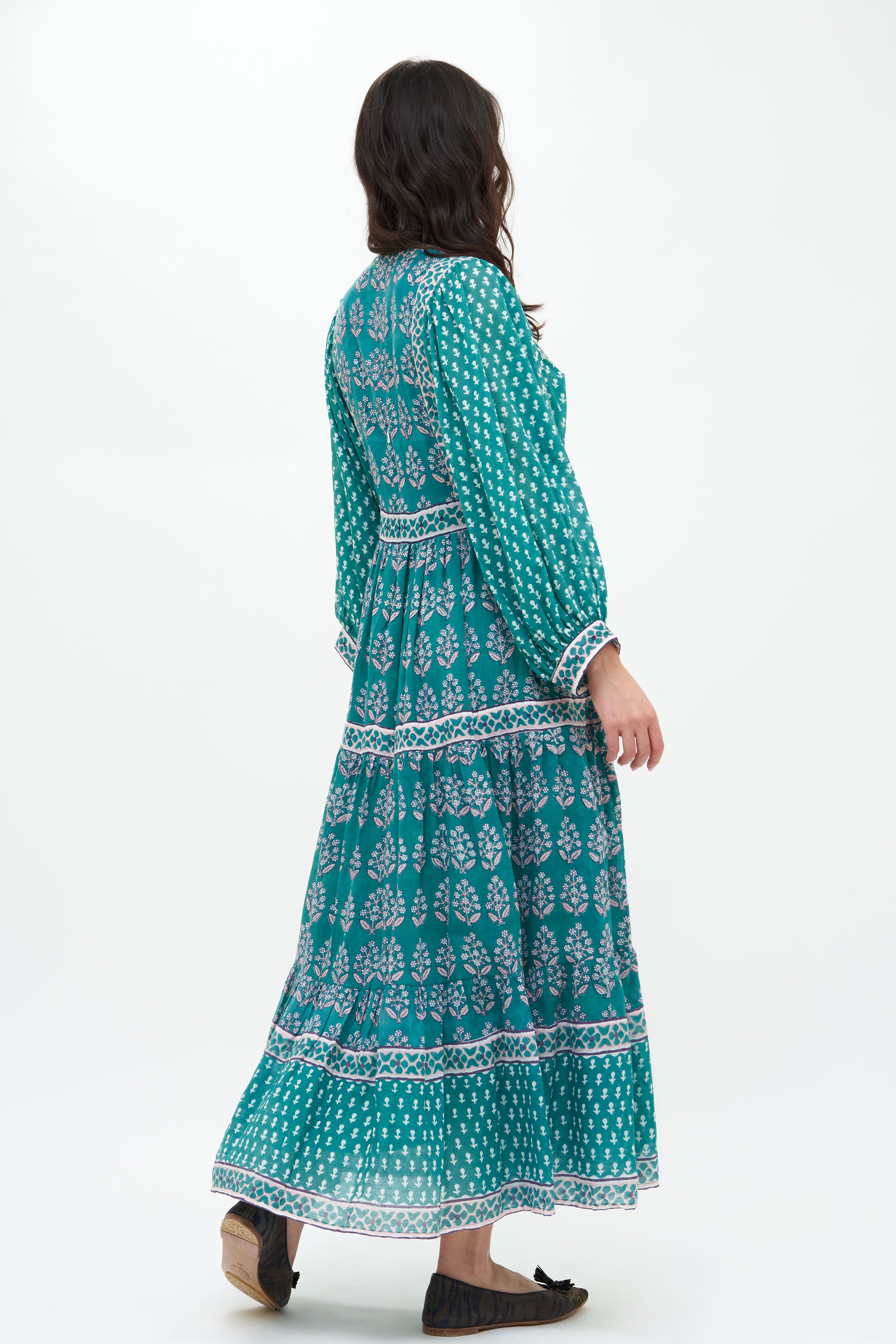 Tie Front Balloon Maxi- Bodrum Green