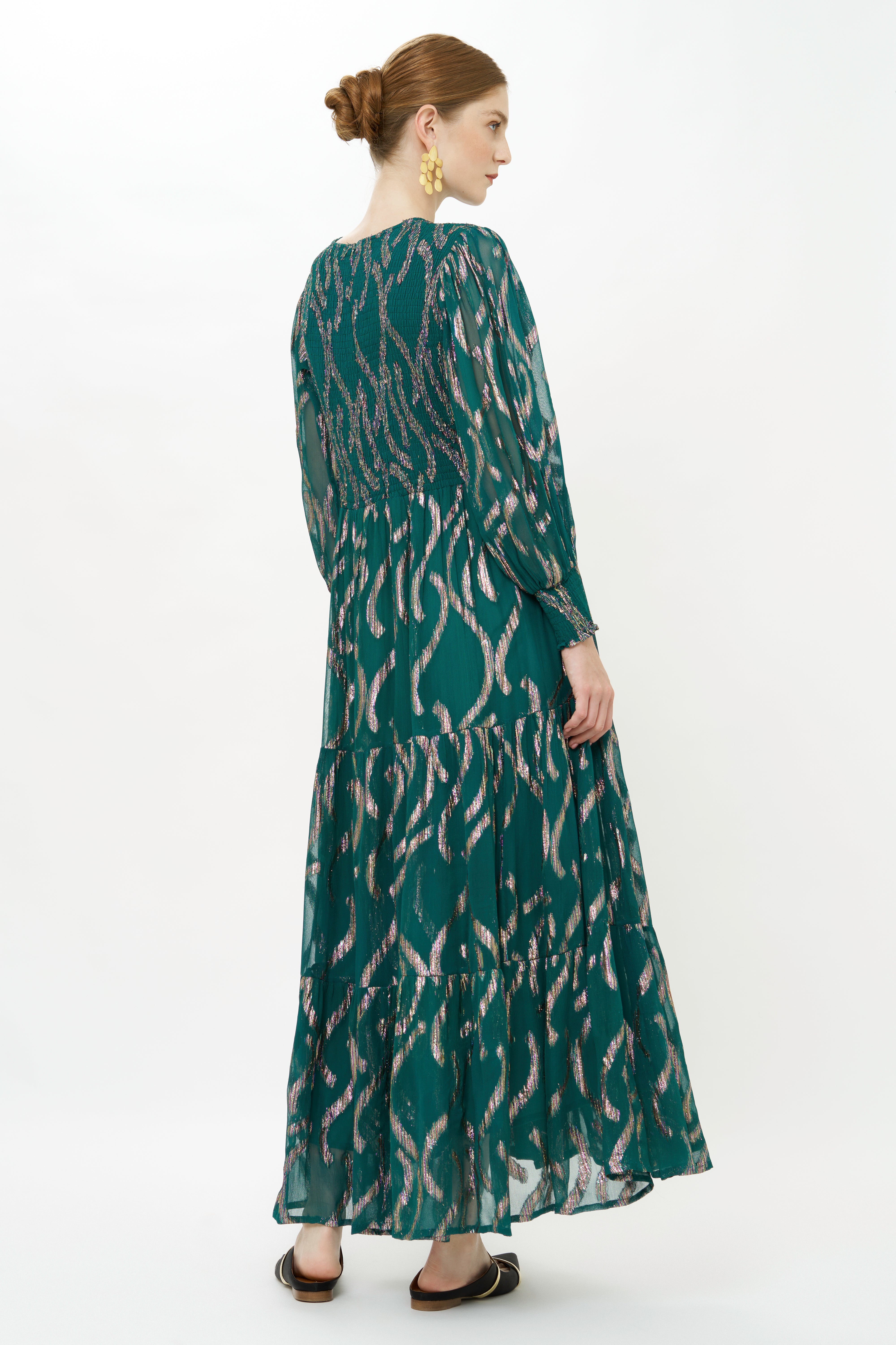 Smocked Top Maxi- Borealis Jade