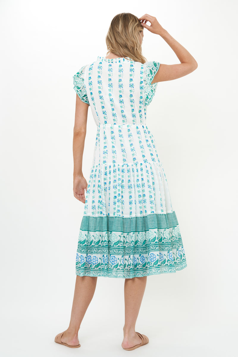 Cinched Flirty Midi- Boreggo Green