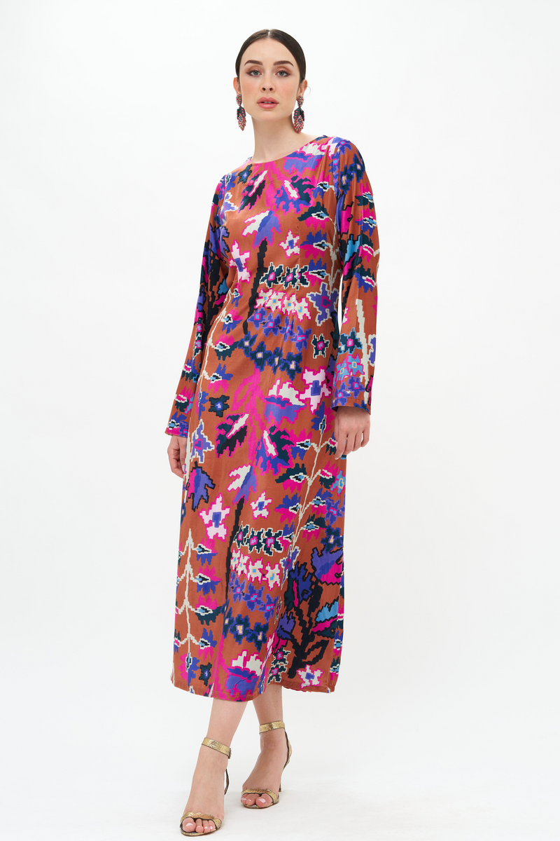 Long sleeve best sale maxi shift dress