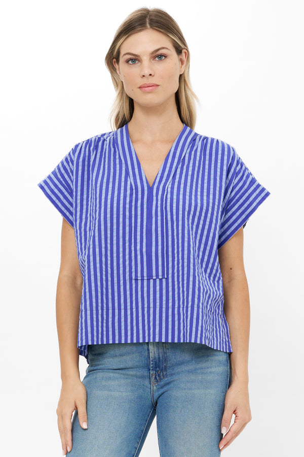 V-Neck Top- Cabana Cobalt