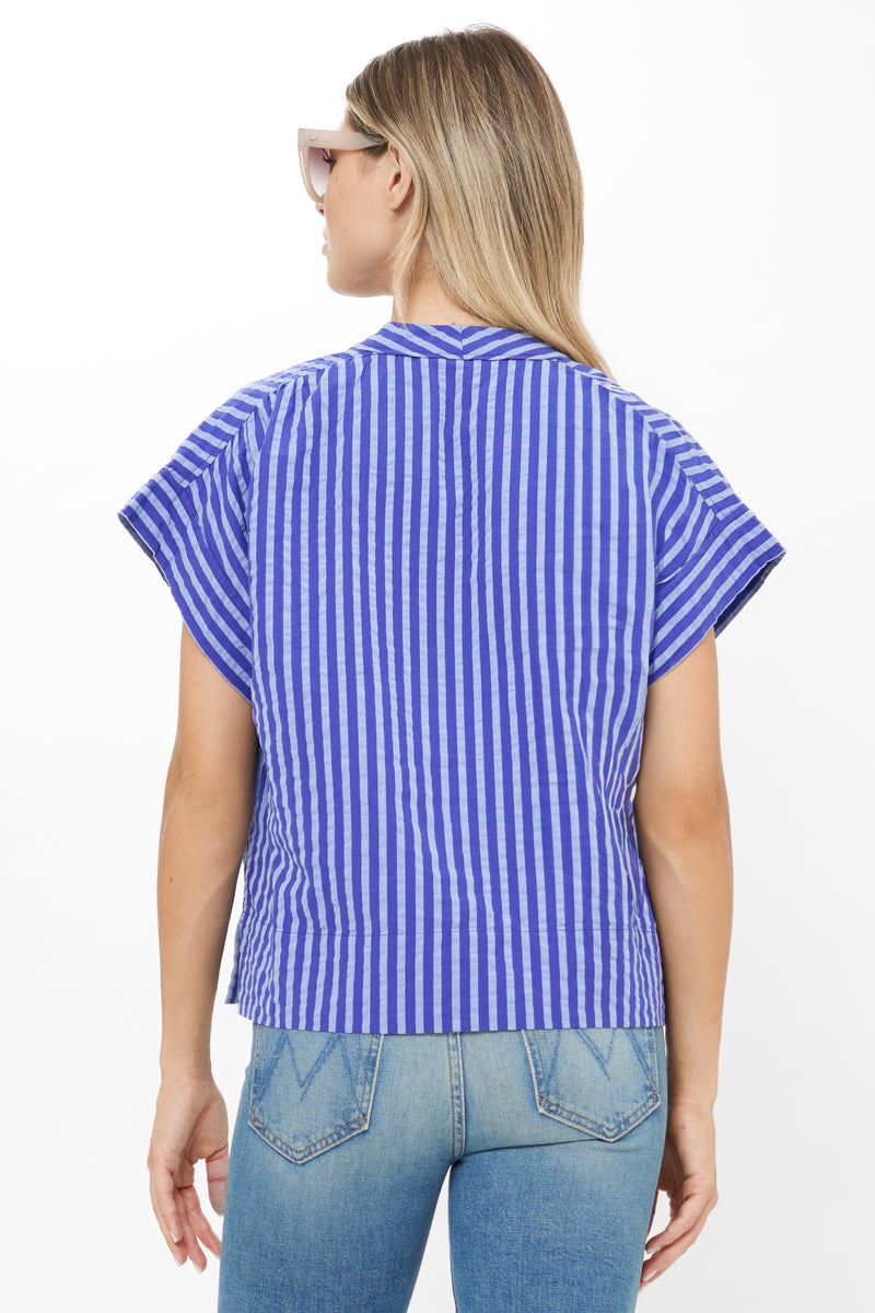V-Neck Top- Cabana Cobalt