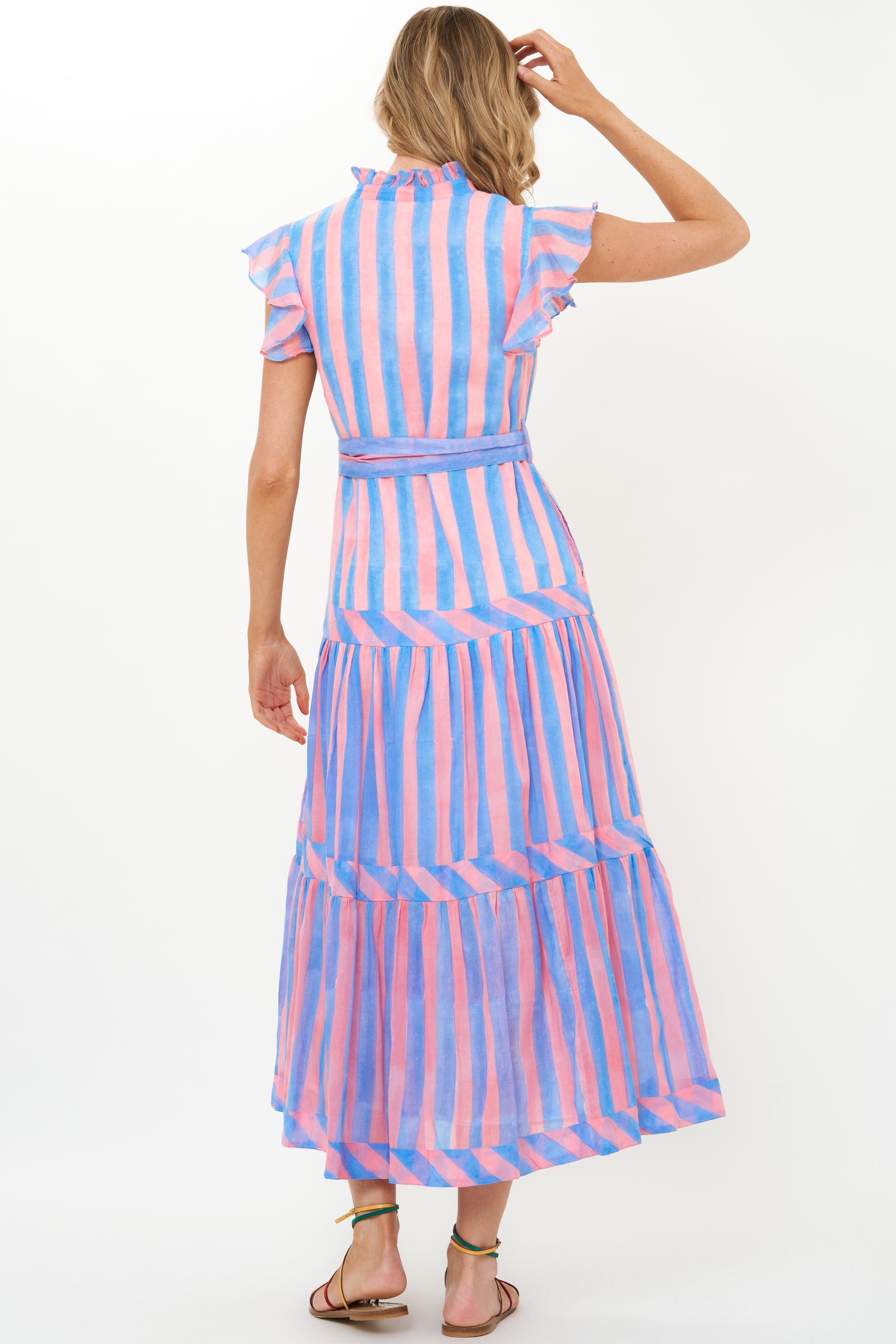 Ruffle Collar Button Maxi- Cabana Pink – OLIPHANTDESIGN