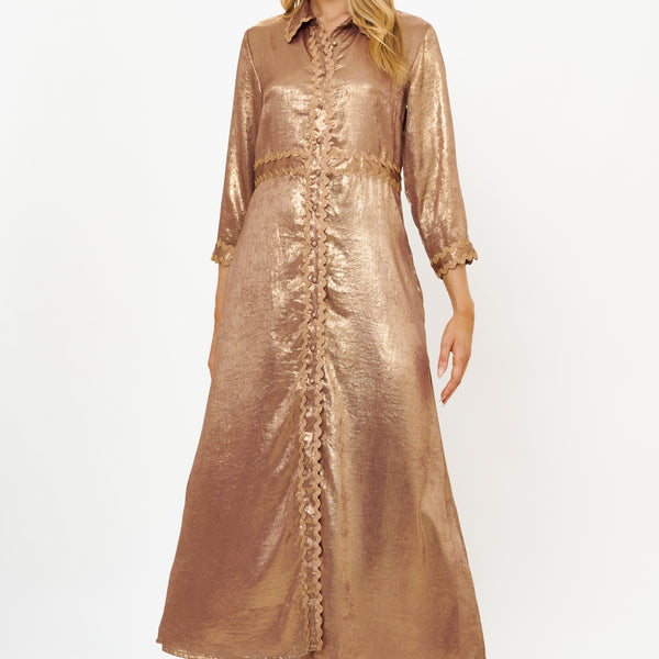 【美品】エイトン　シャツワンピース・Giza broad shirt dress Shirt Dress Maxi- Cairo Gold – OLIPHANTDESIGN