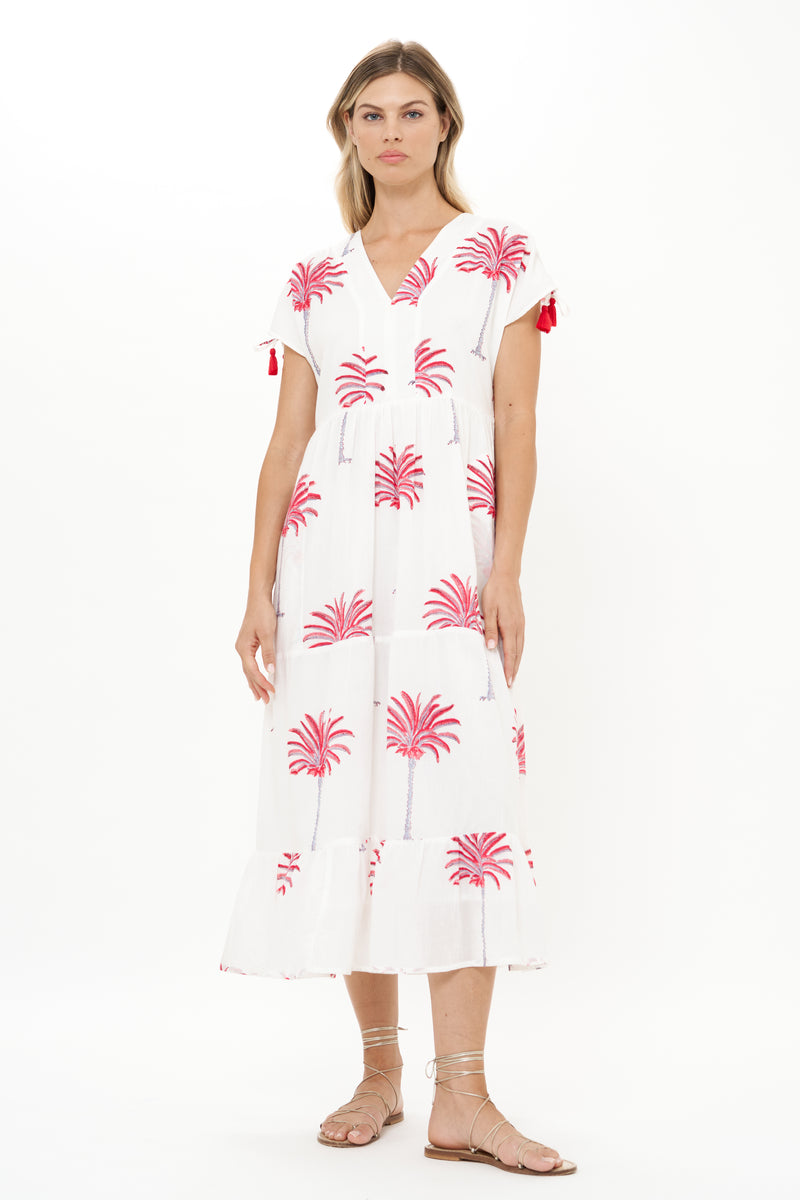 Kaftan Midi- Canary Coral