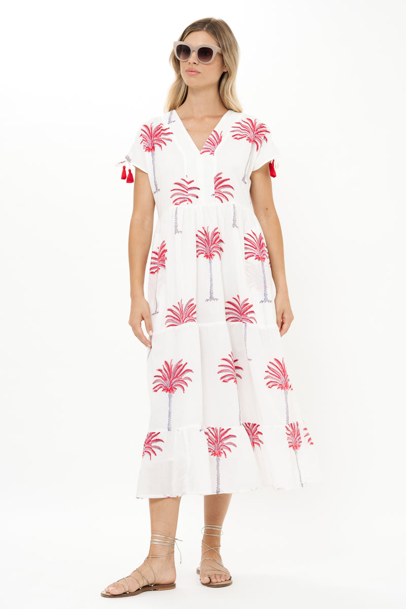 Kaftan Midi- Canary Coral