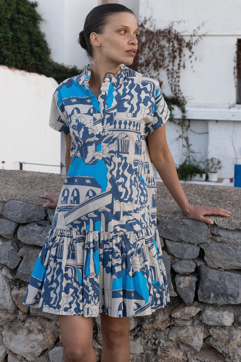 Cap Sleeve Mini- Roma Blue