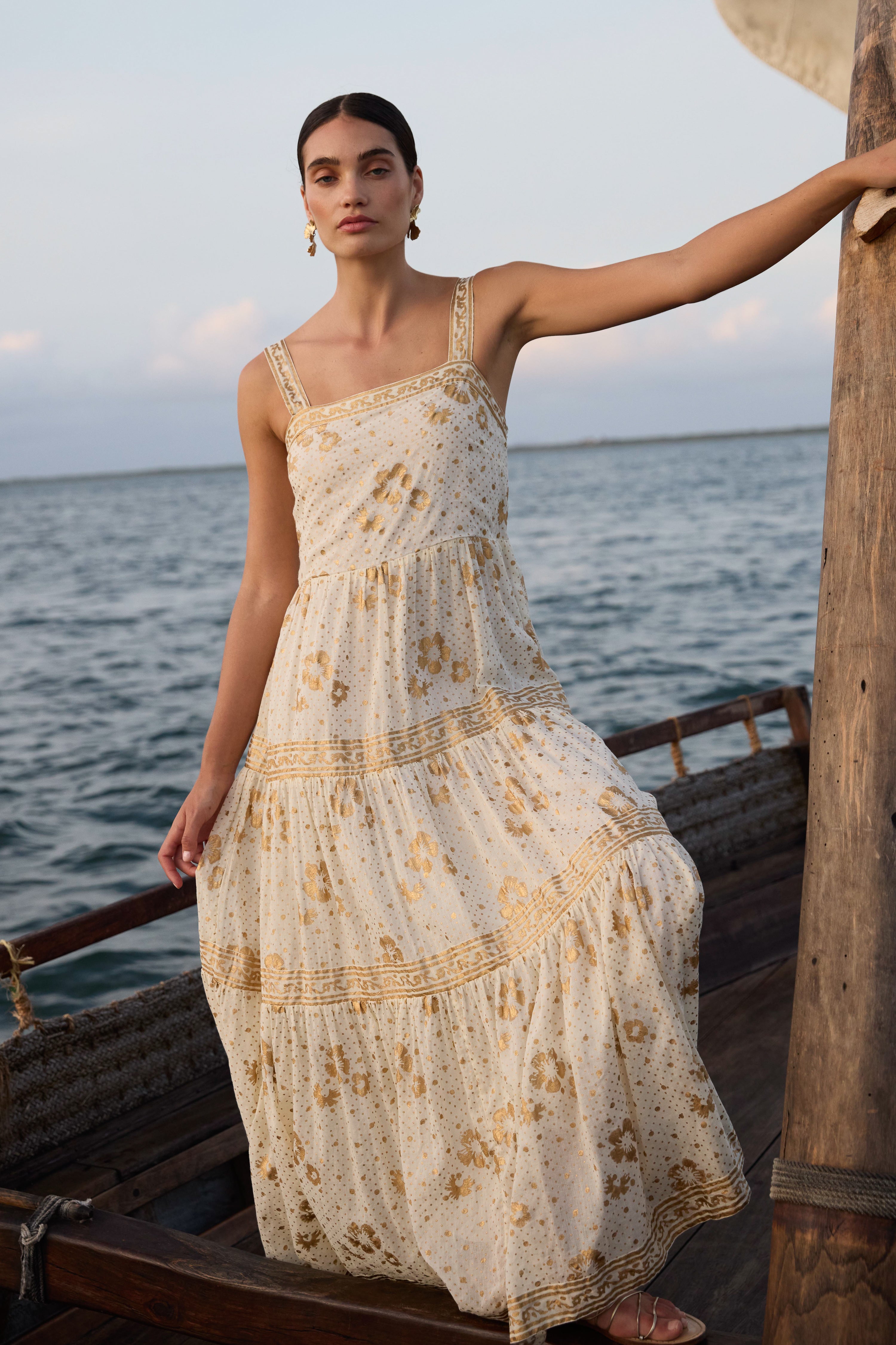 Strappy Maxi- Carlin Cream Gold