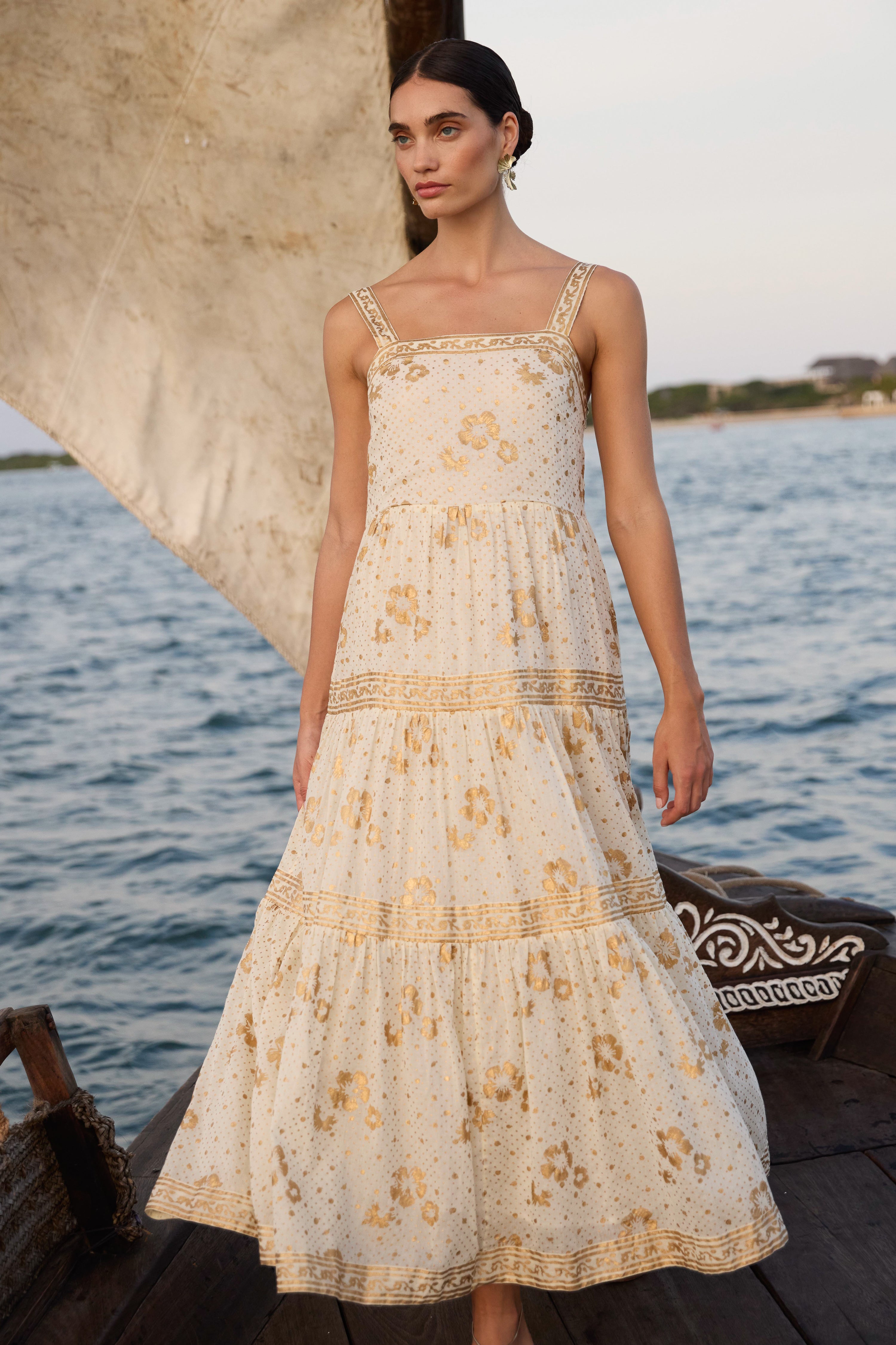 Strappy Maxi- Carlin Cream Gold