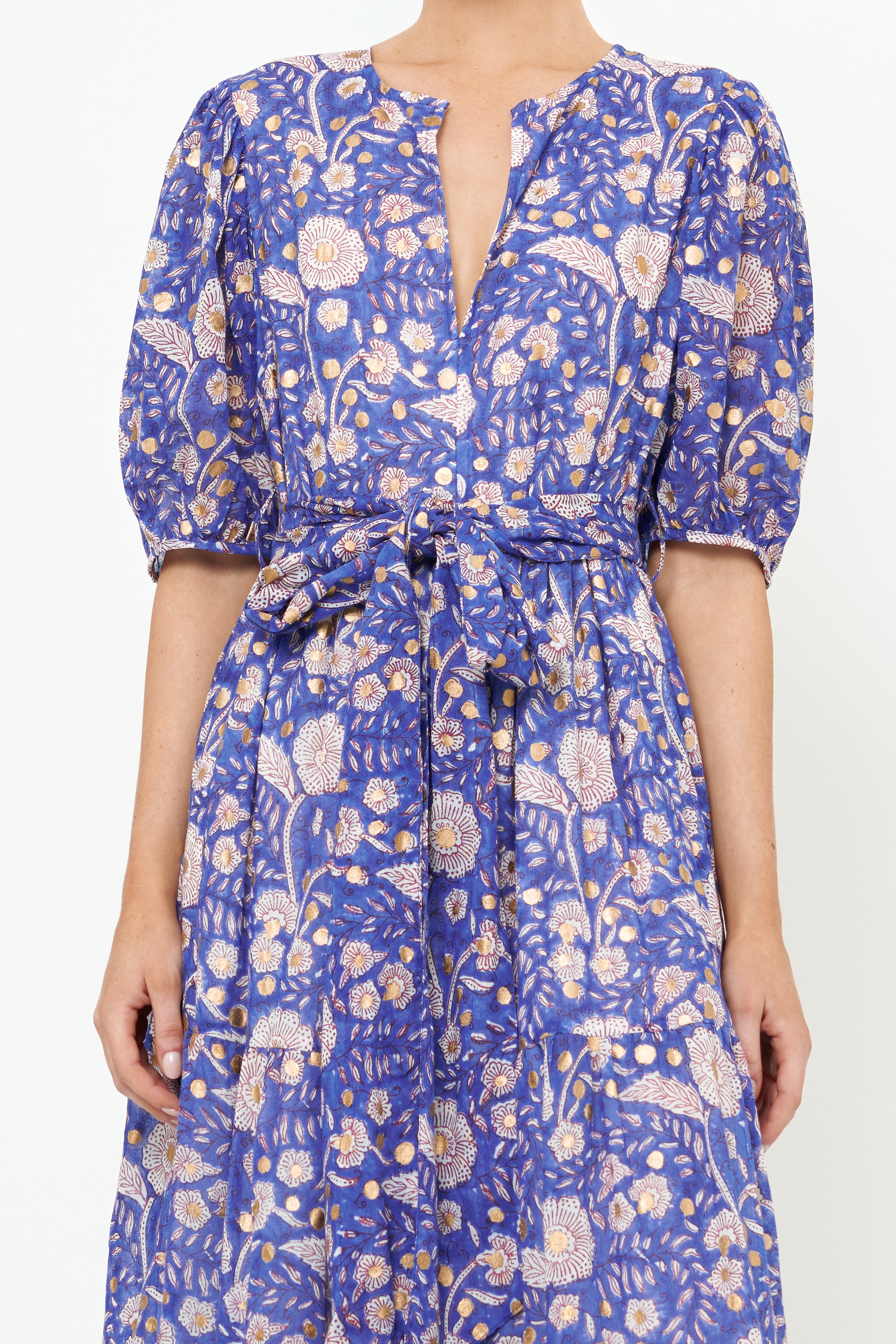 Puff Sleeve Maxi- Carolina Cobalt