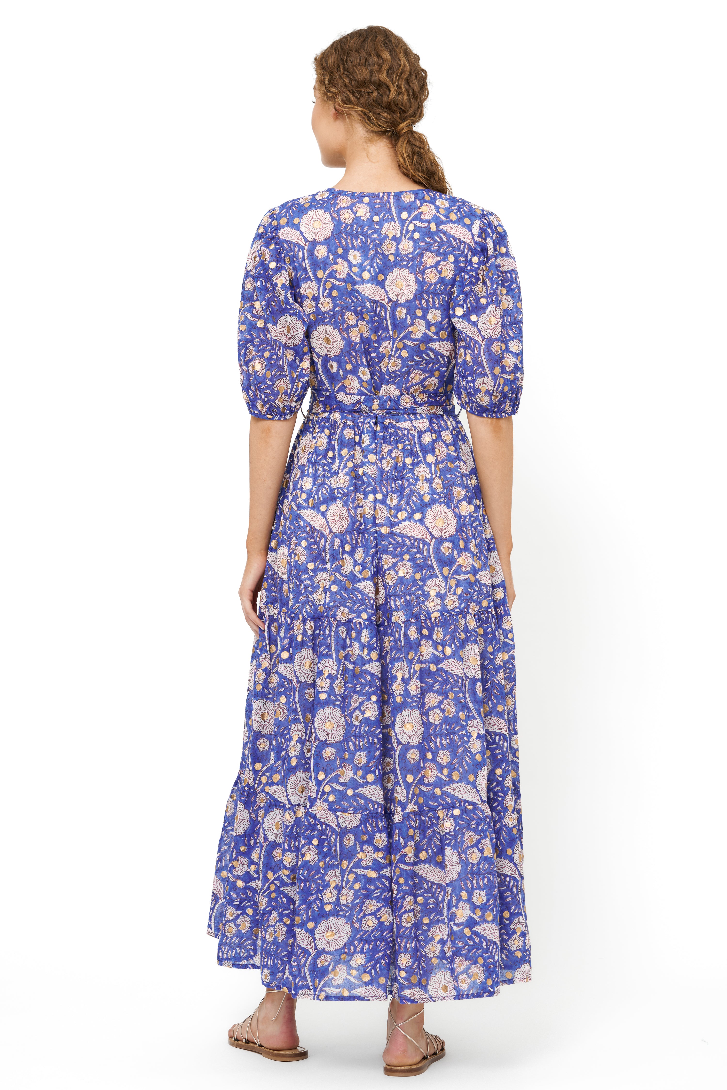 Puff Sleeve Maxi- Carolina Cobalt