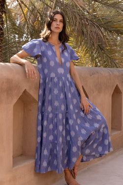 V-Neck Maxi- Chatham Blue