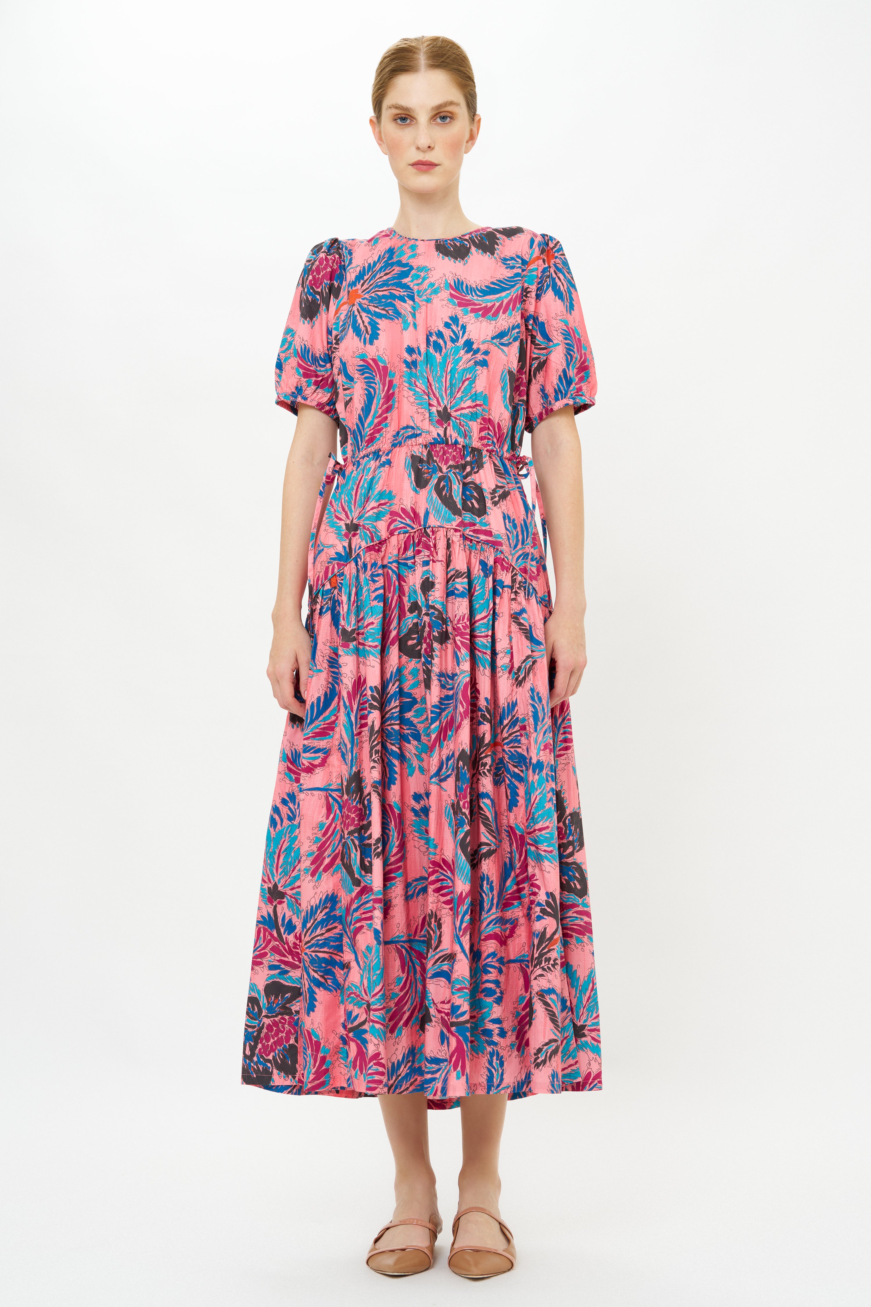 Piped Puff Sleeve Maxi- Chennai Rose