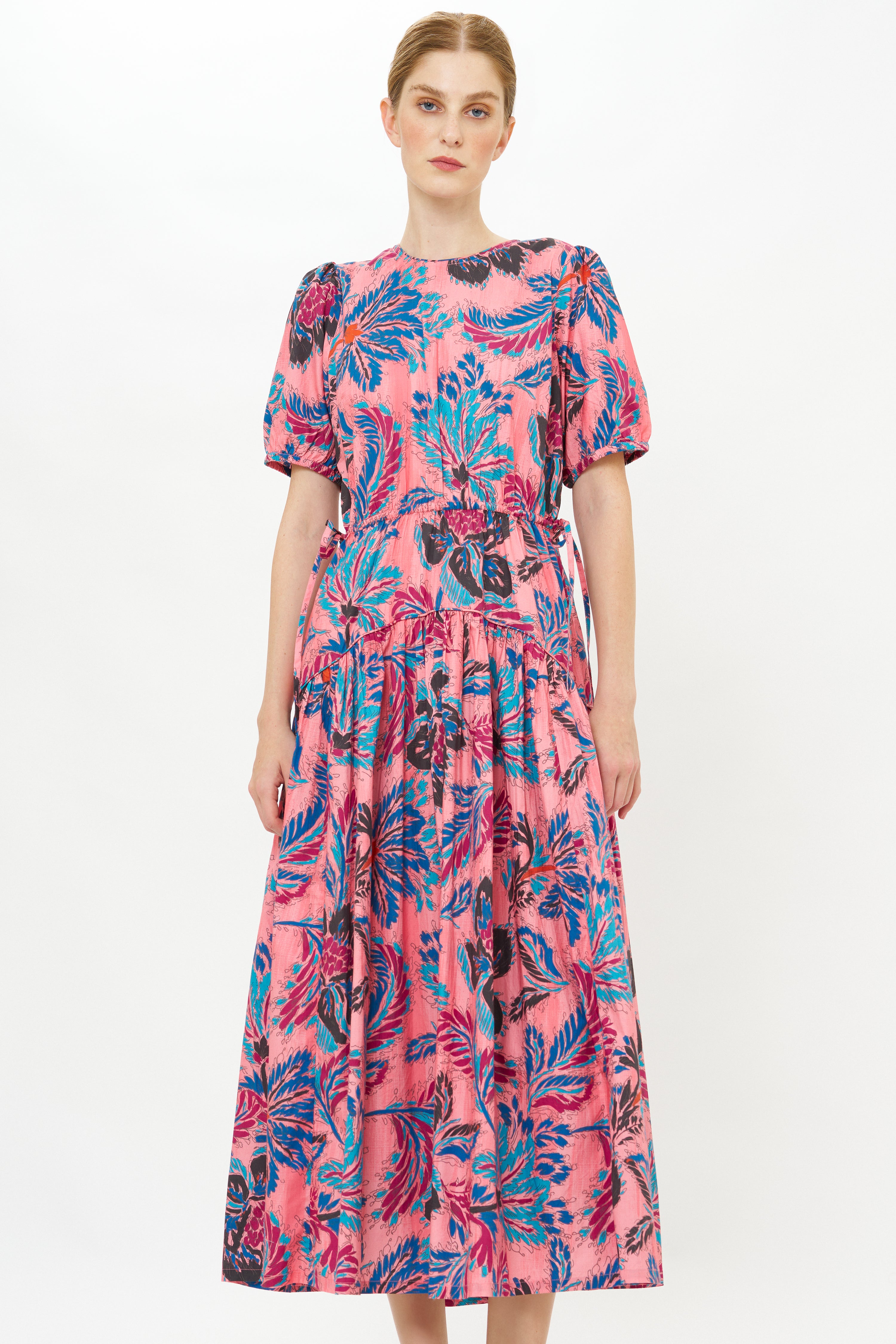 Piped Puff Sleeve Maxi- Chennai Rose