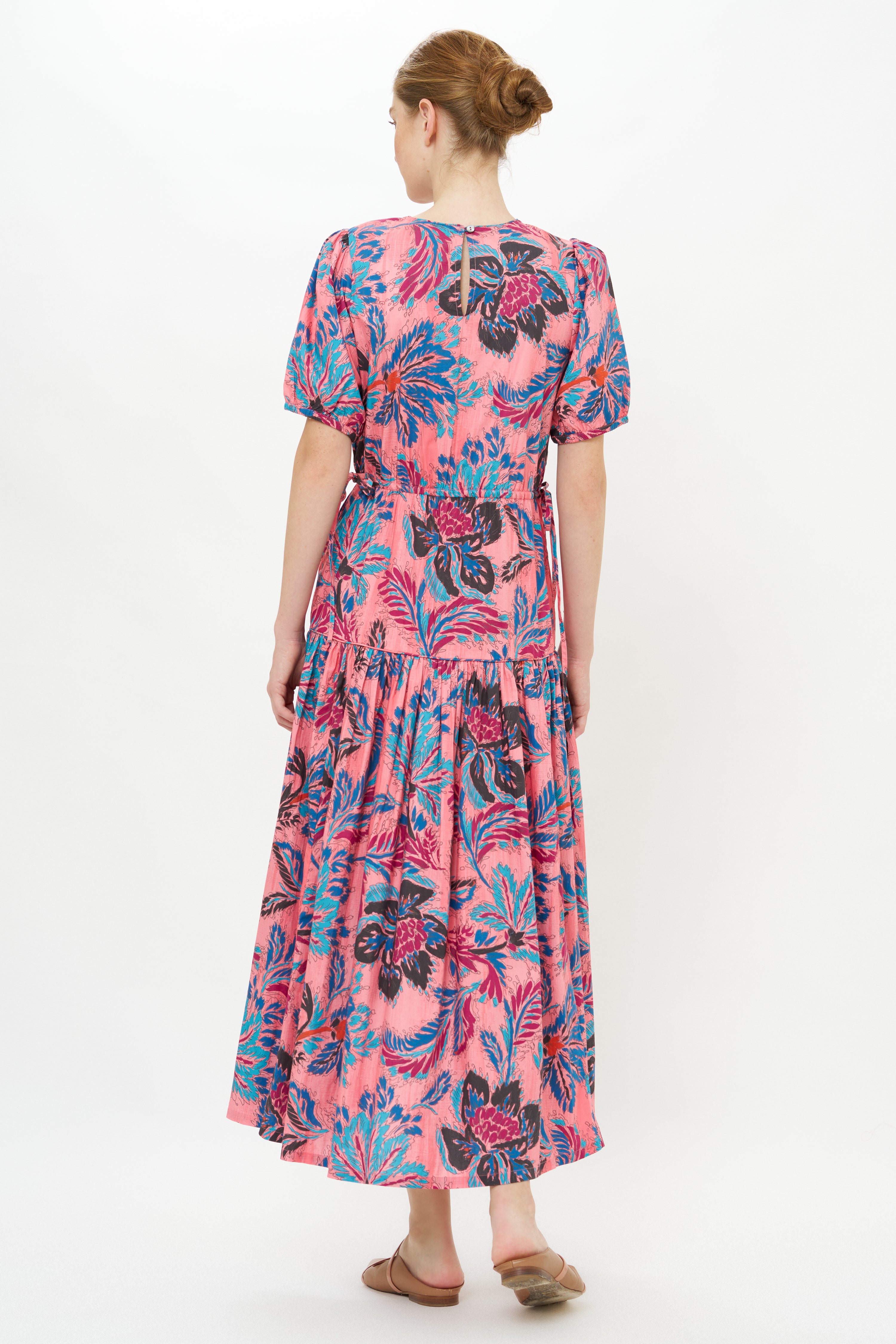 Piped Puff Sleeve Maxi- Chennai Rose