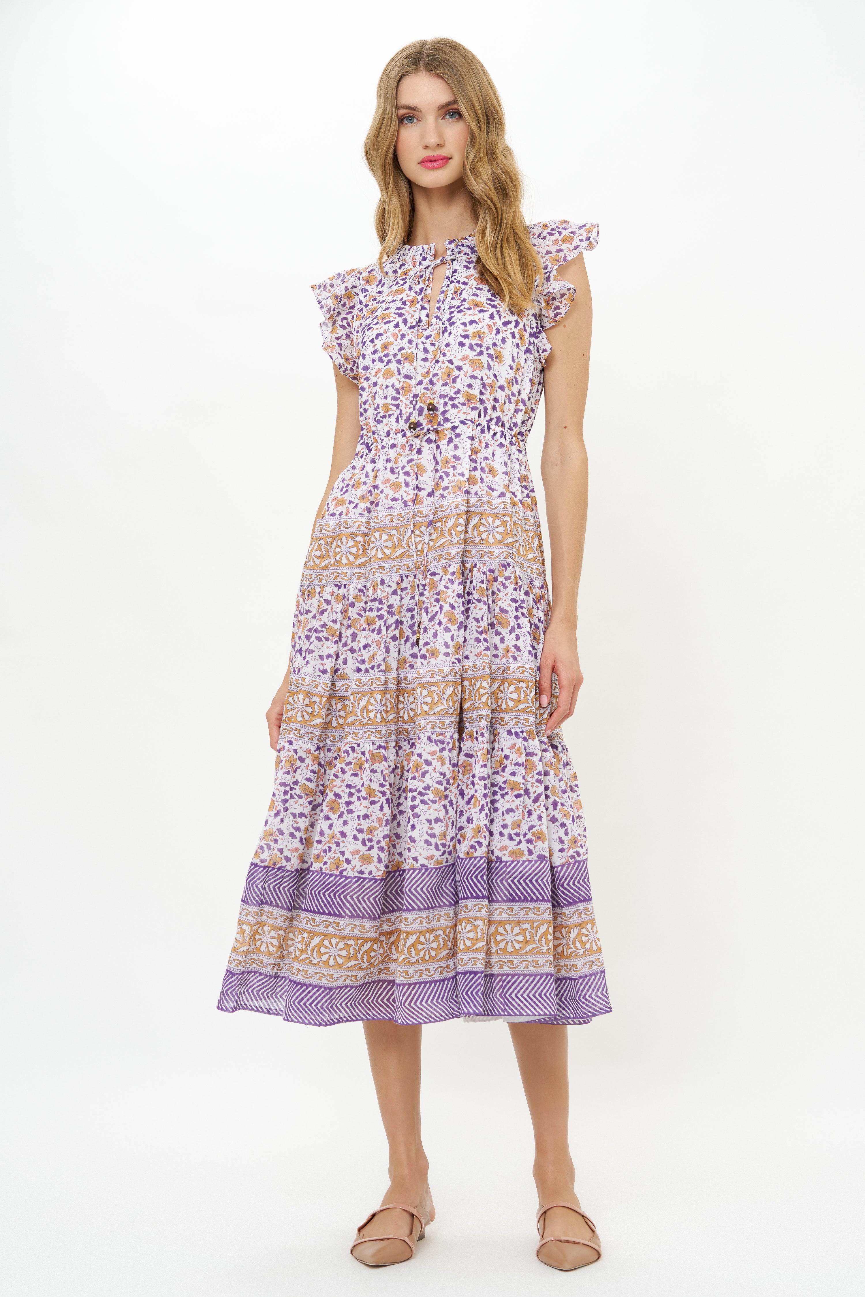 Cinched Flirty Midi- Cotswold Navy
