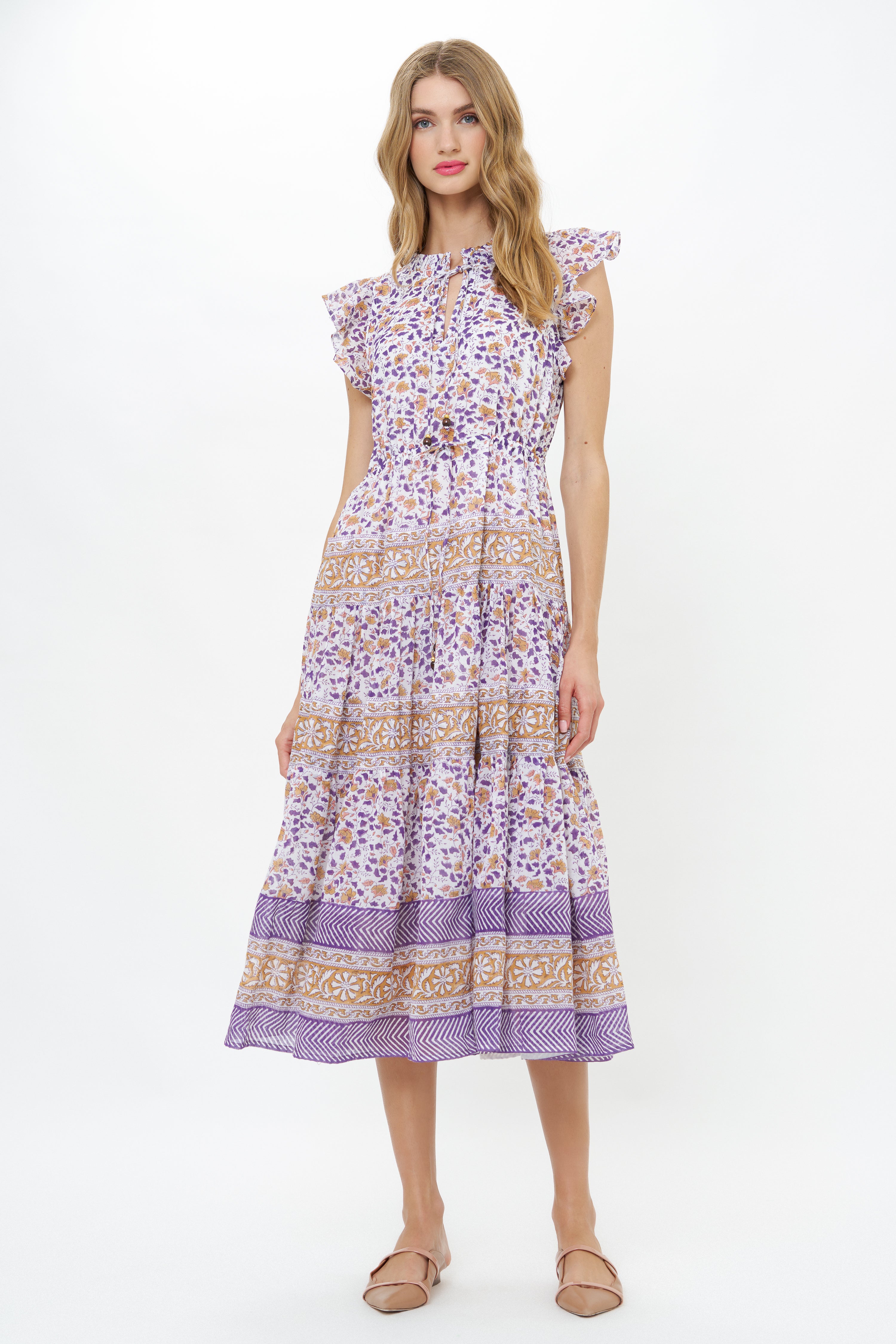 Cinched Flirty Midi- Cotswold Navy