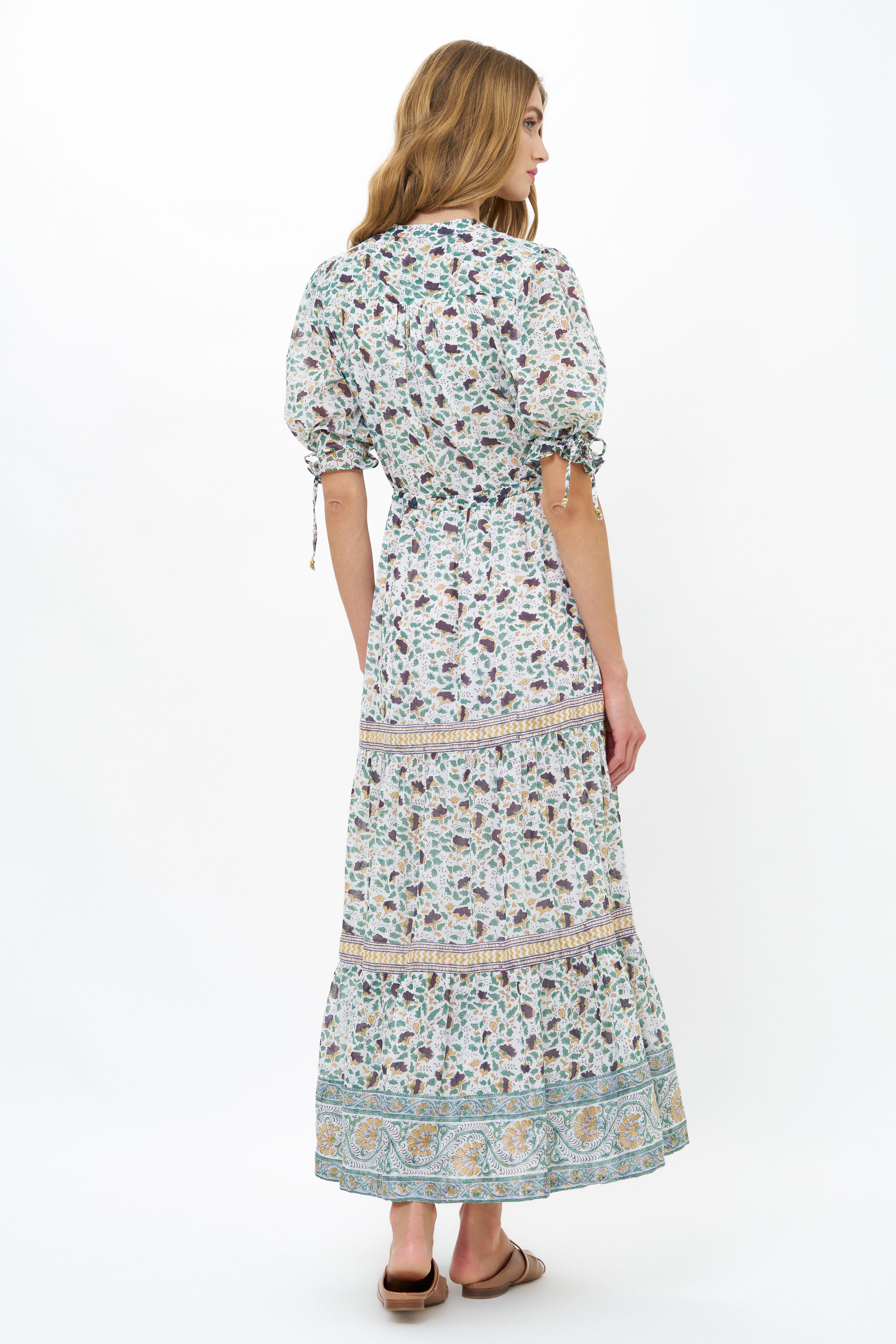 Cinched Pintuck Maxi- Cotswold Green