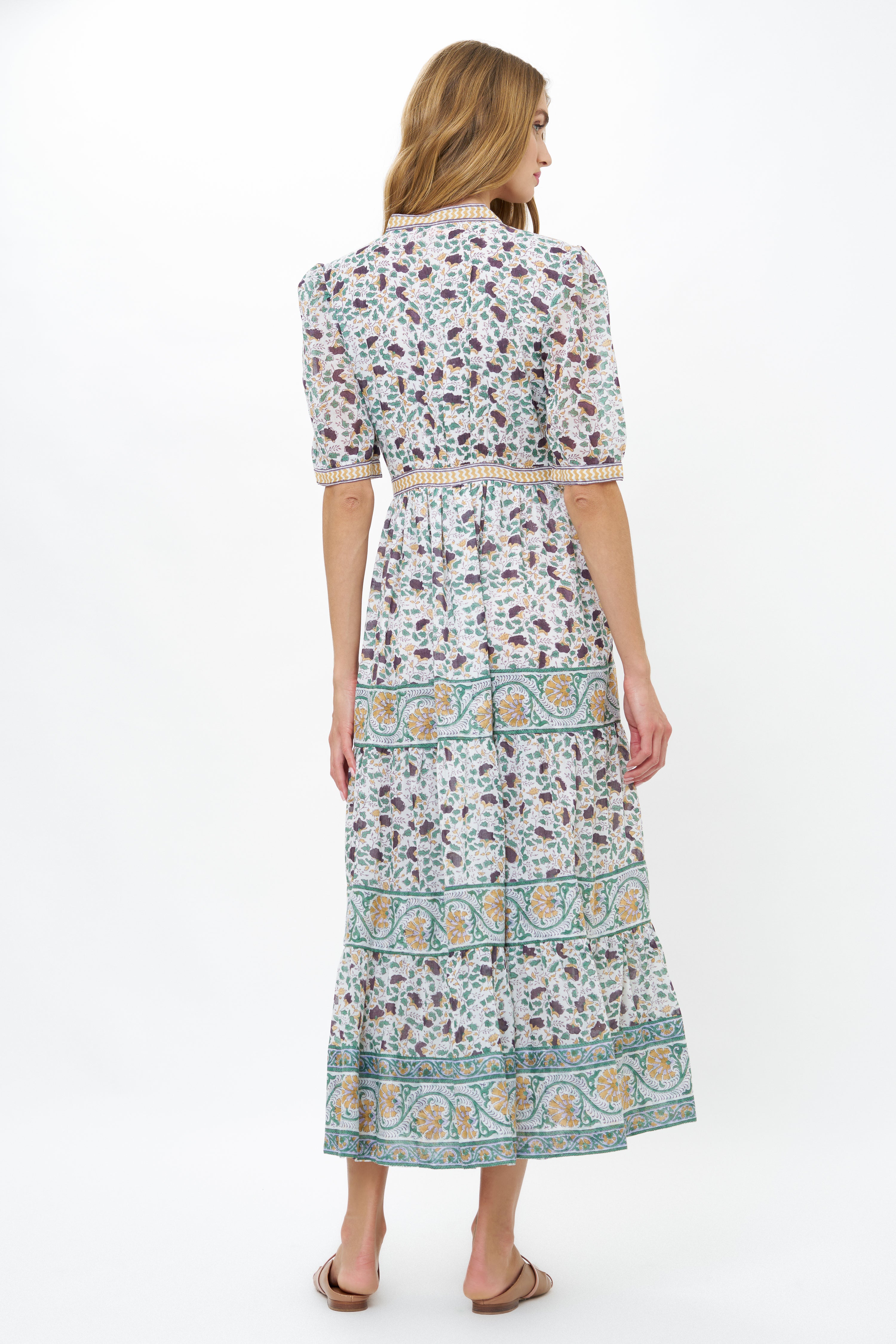 V-Neck Cuffed Maxi- Cotswold Green