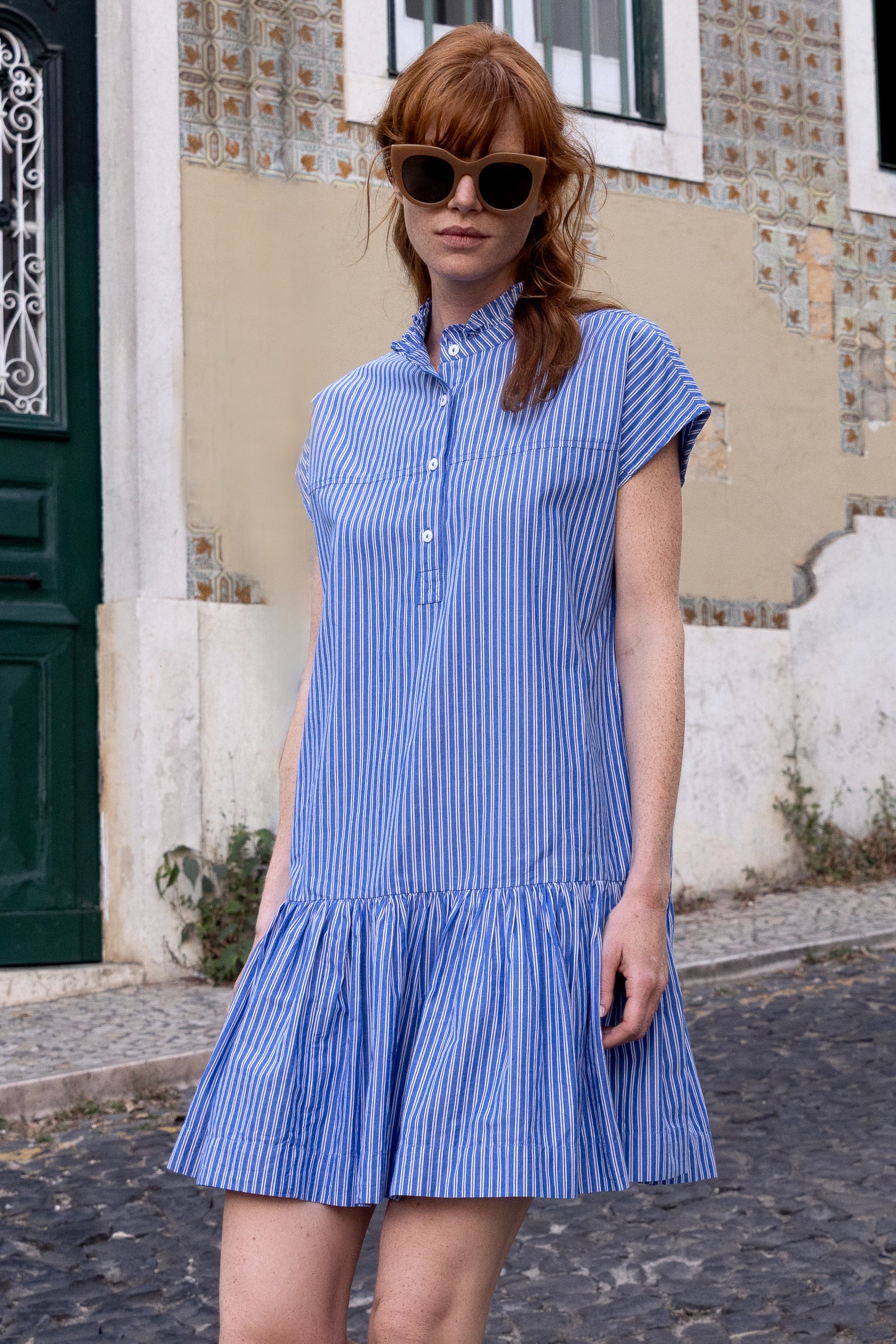 Cap Sleeve Mini- Devon Blue