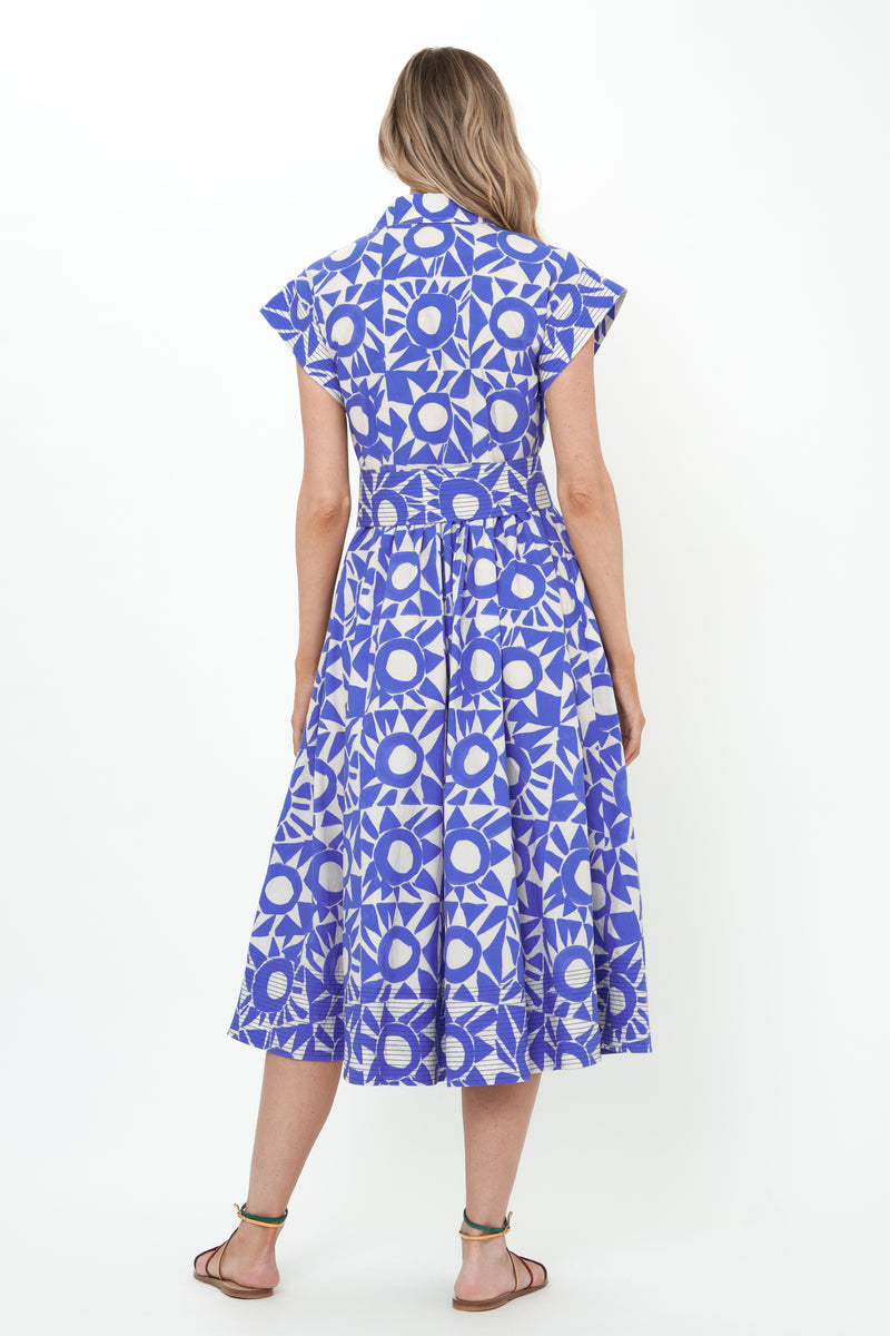 Belted Shirt Dress- Eclipse Blue