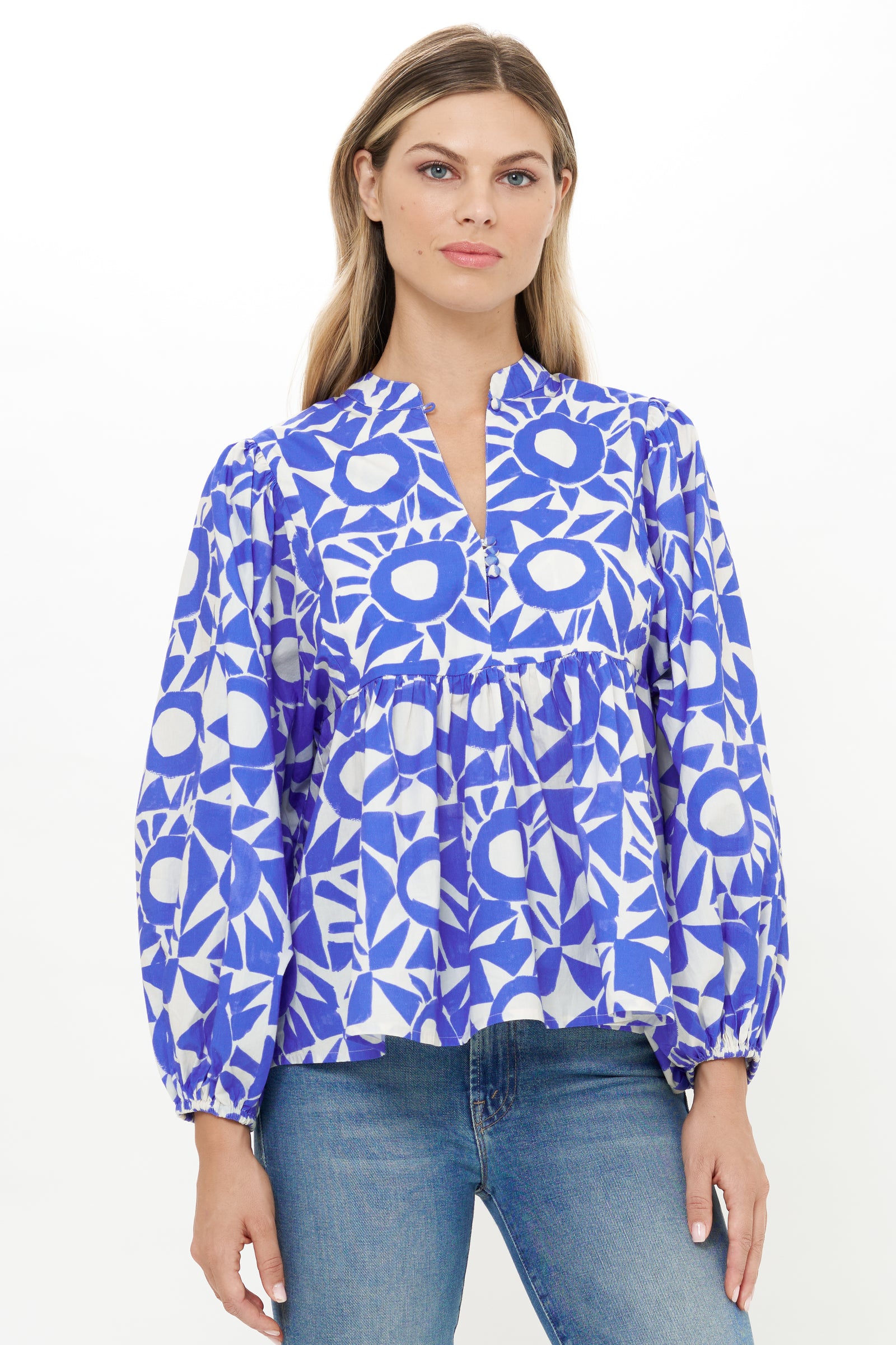 Mandarin Balloon Top- Eclipse Blue – OLIPHANTDESIGN