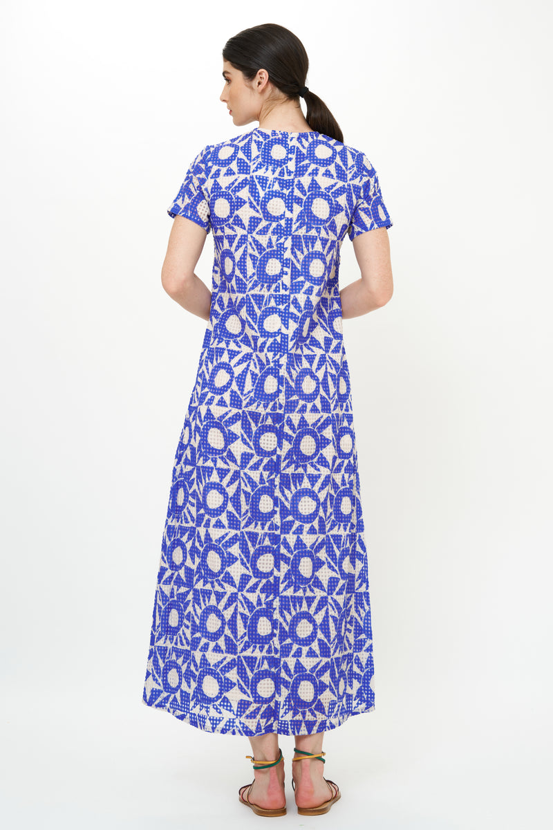 Short Sleeve Shift Maxi- Eclipse Blue