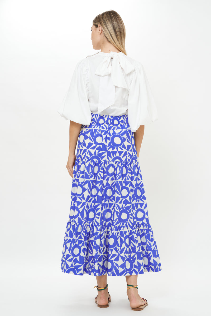 Button Front Skirt- Eclipse Blue