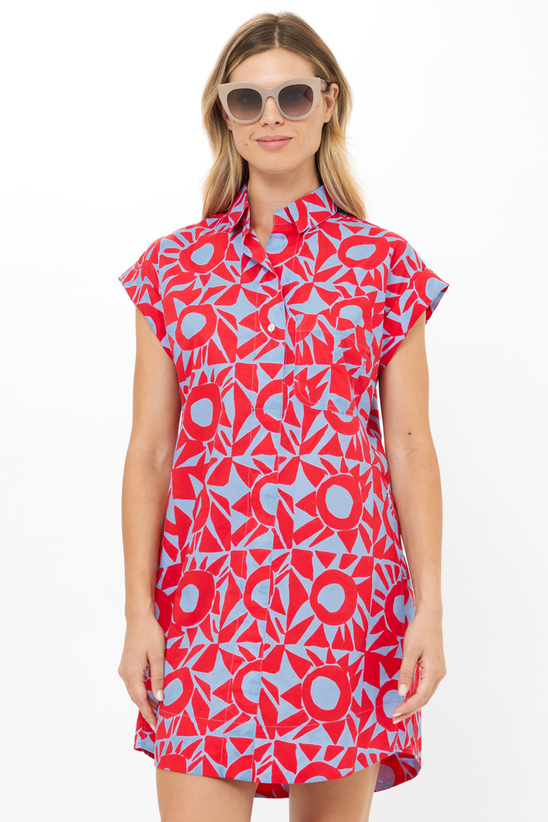Shirt Dress Mini- Eclipse Red