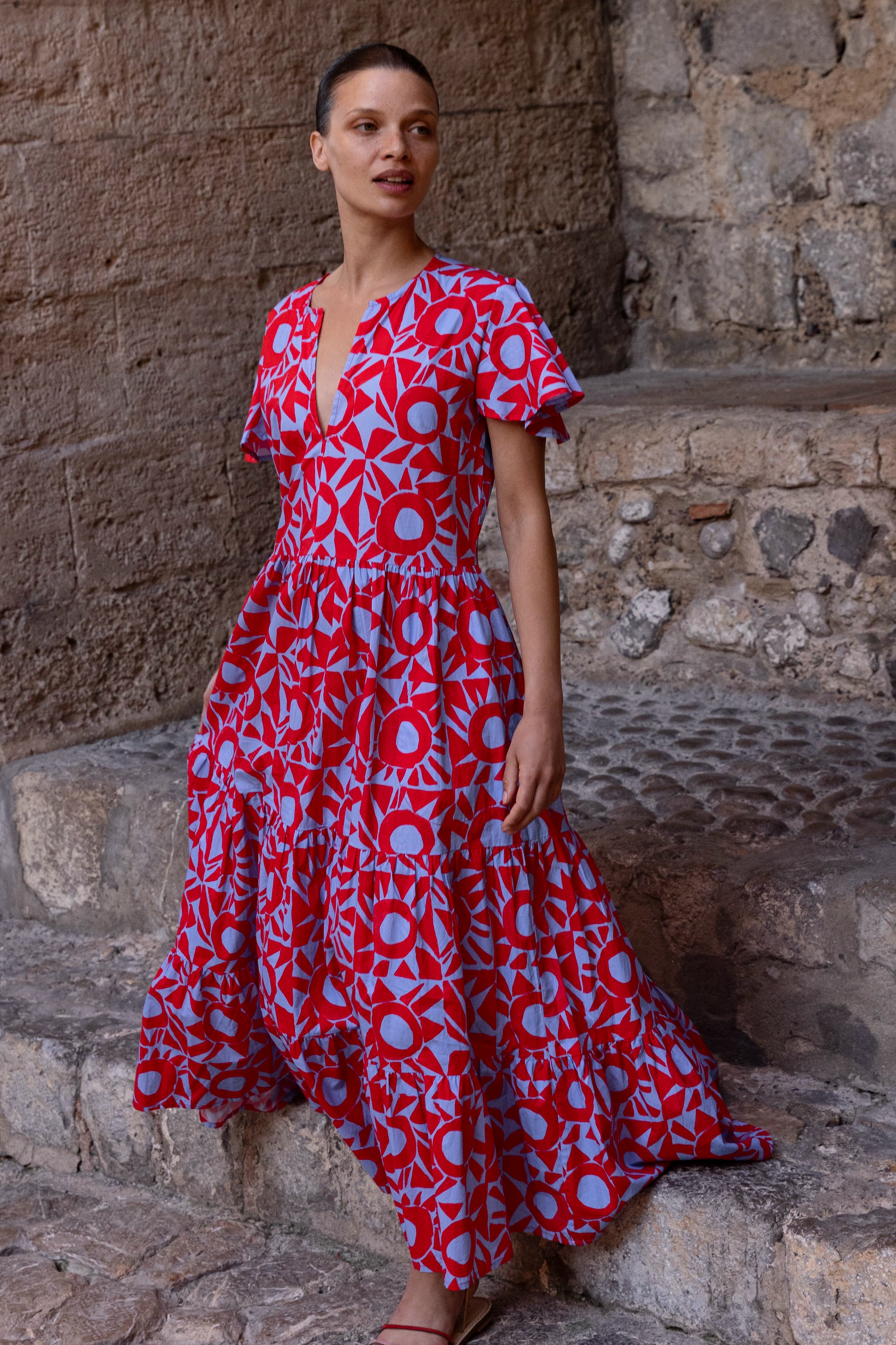 V-Neck Maxi- Eclipse Red