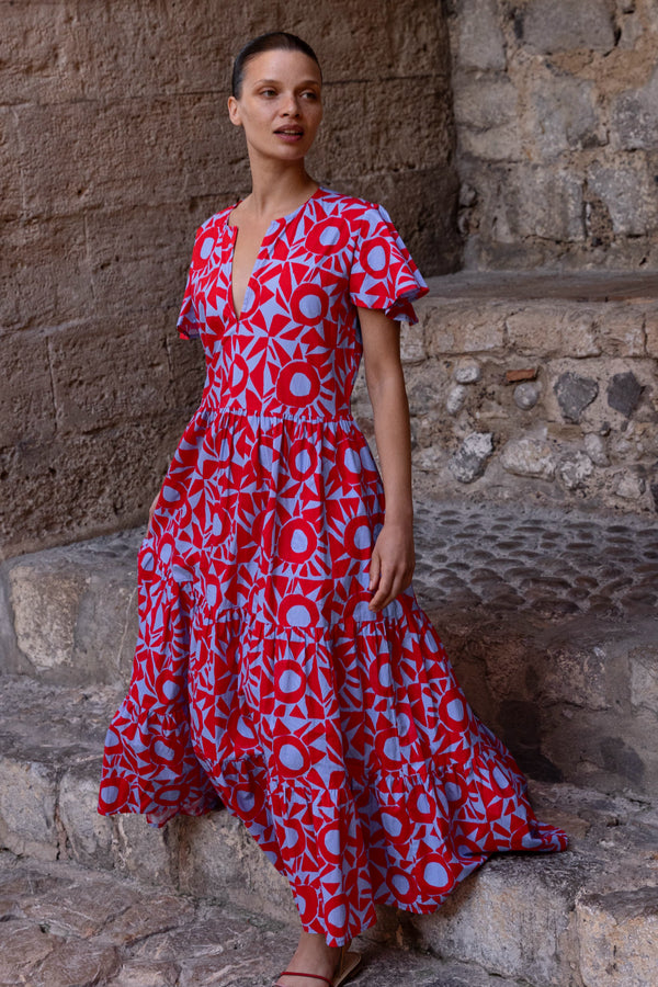V-Neck Maxi- Eclipse Red