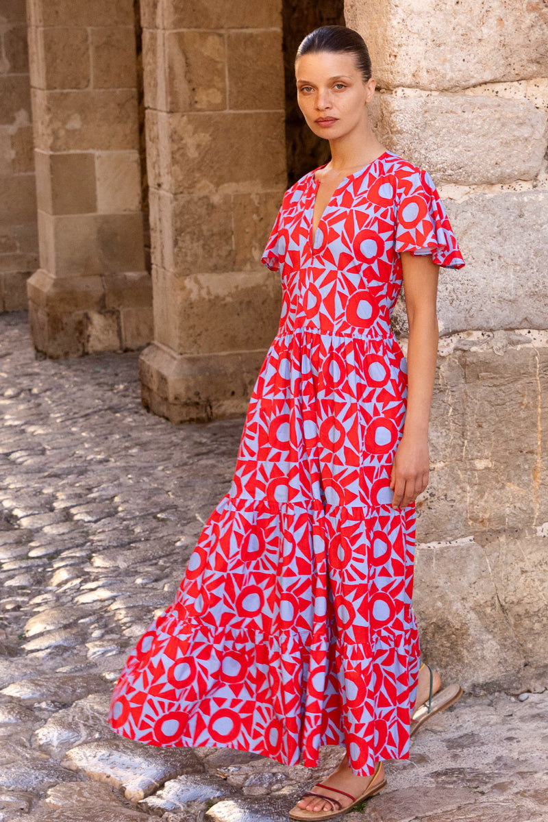 V-Neck Maxi- Eclipse Red