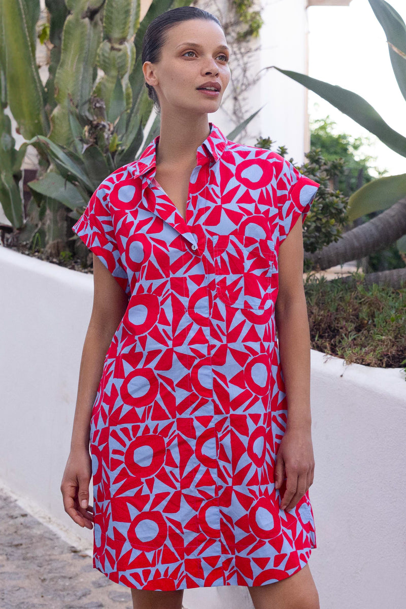 Shirt Dress Mini- Eclipse Red
