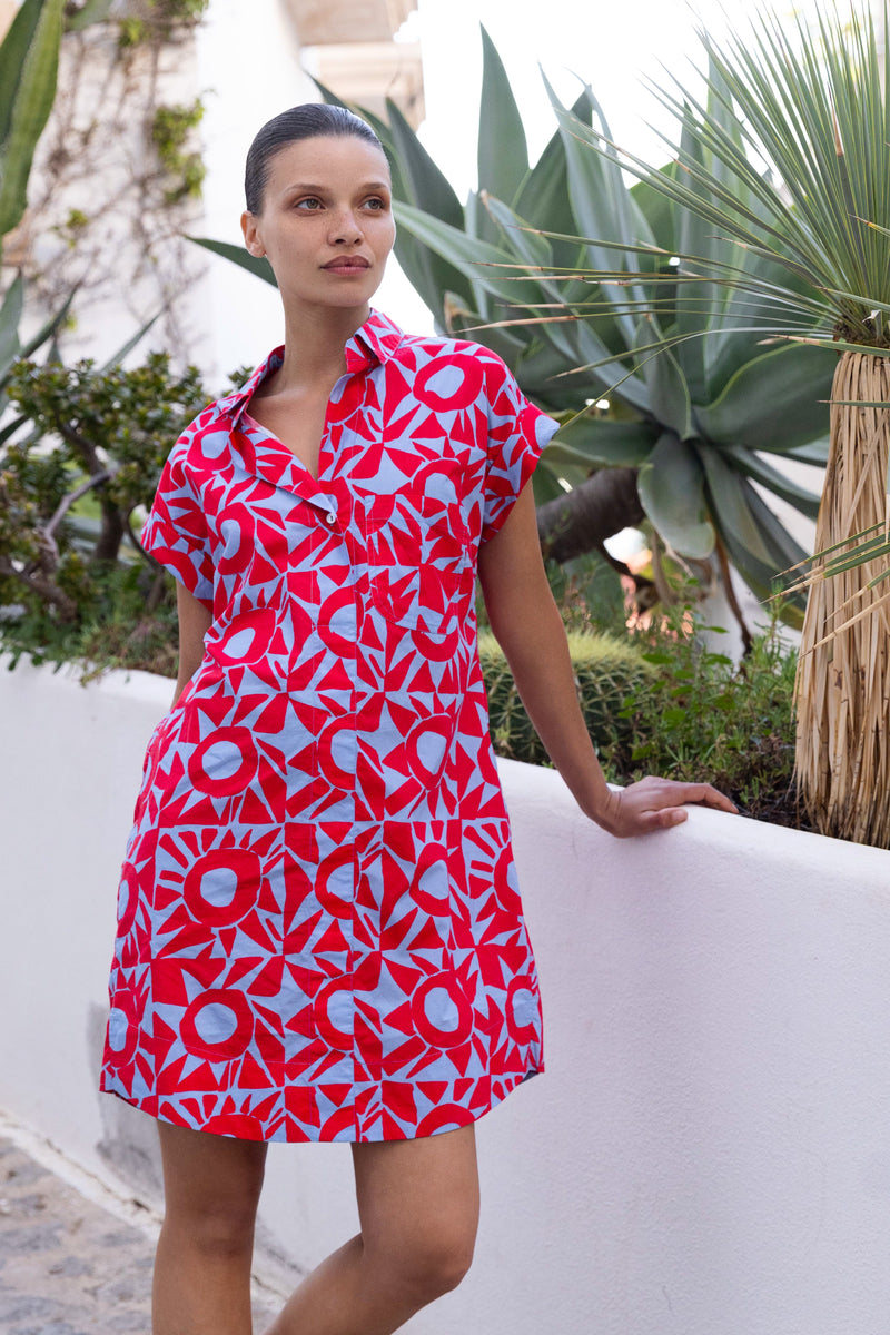 Shirt Dress Mini- Eclipse Red