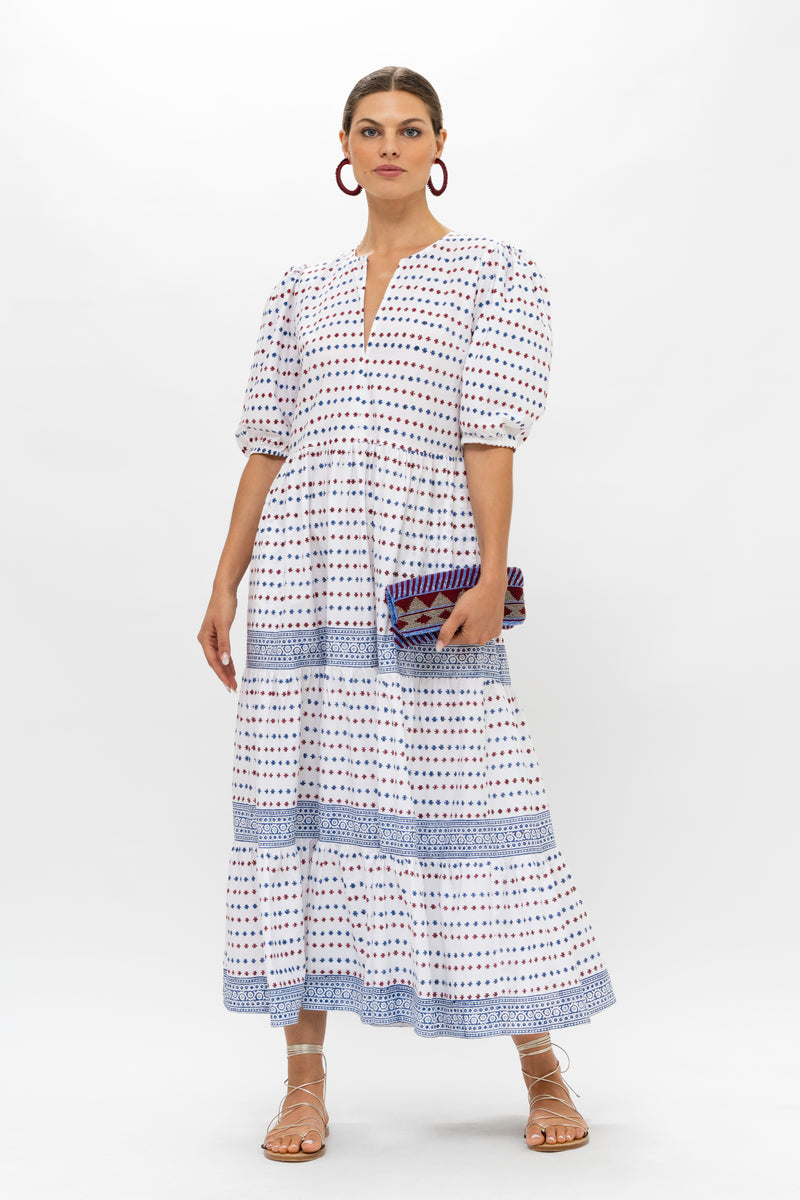 Puff Sleeve Maxi- Ellis Blue