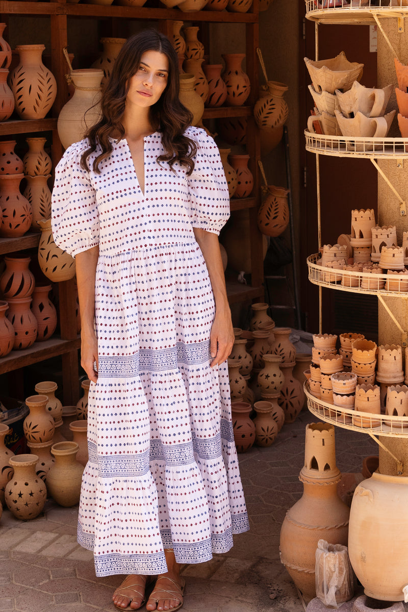 Puff Sleeve Maxi- Ellis Blue